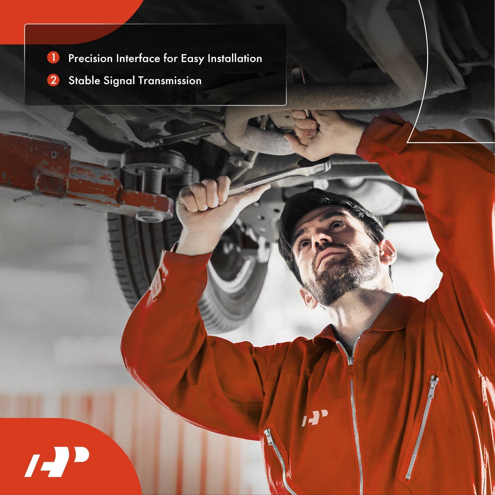 A-Premium sensor installed on exhaust underside demonstrating direct-fit replacement