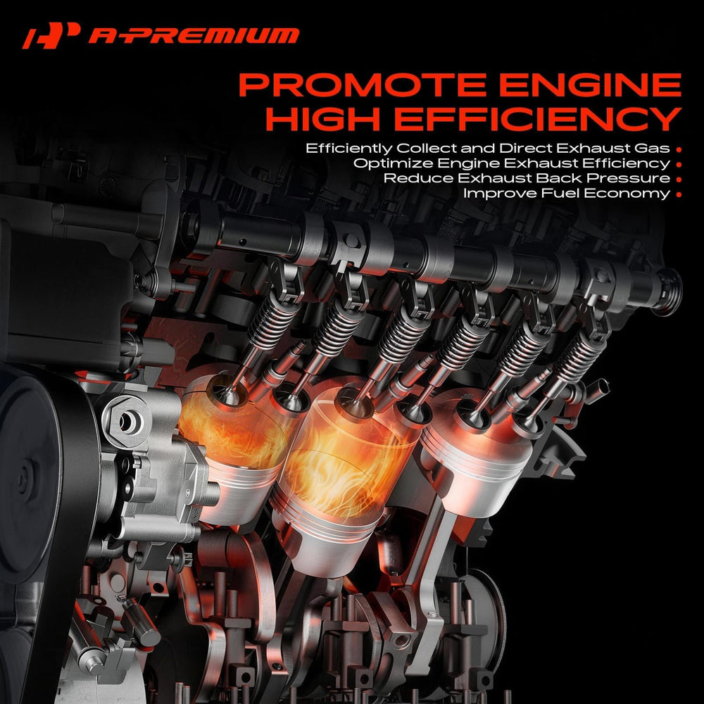 A-Premium manifold installed underhood demonstrating correct fit and restored exhaust path