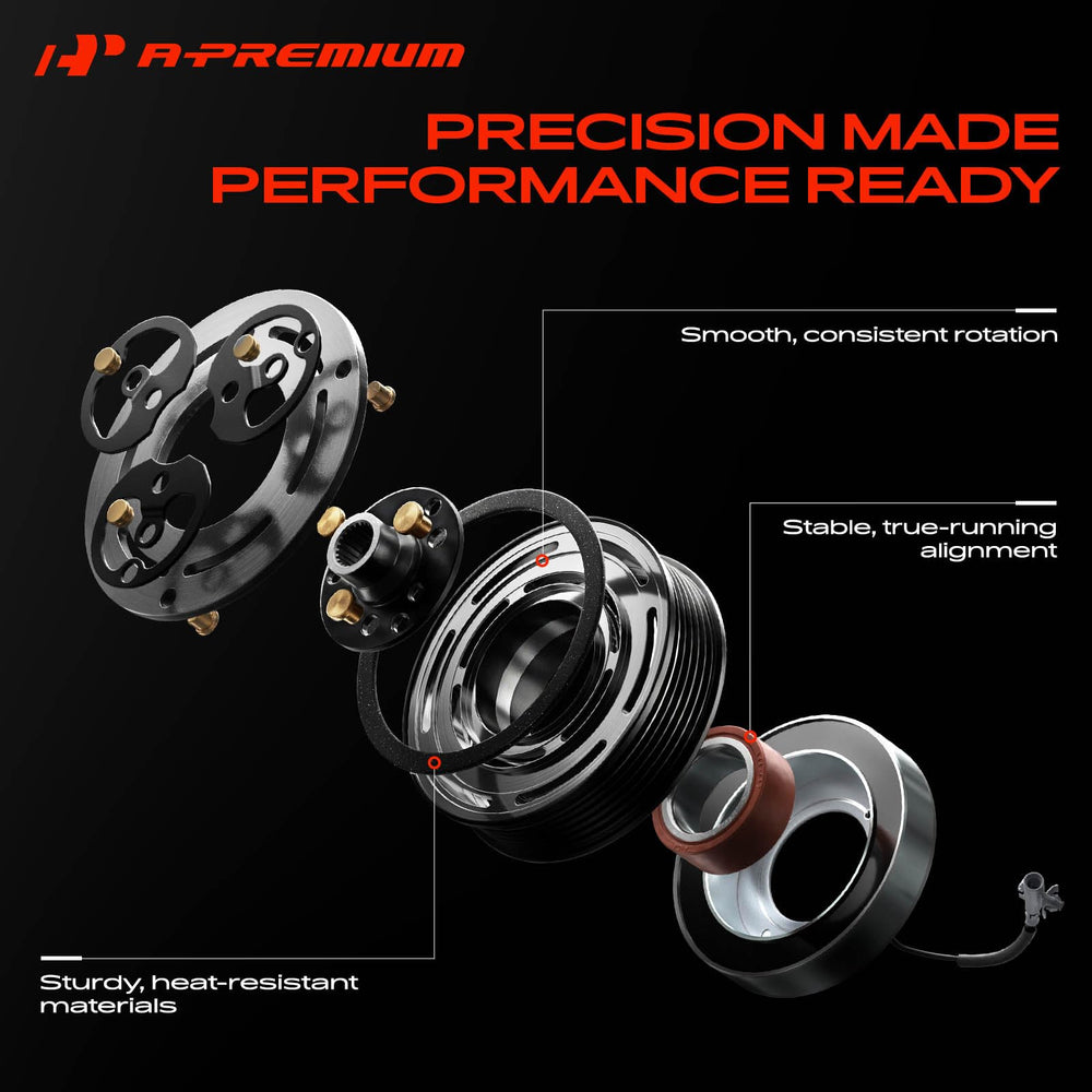 A-Premium kit components laid out to display included pulley, plate, and coil