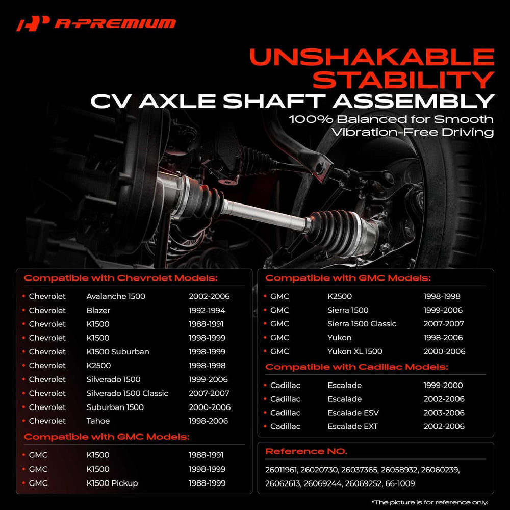 A-Premium left axle CV joint closeup showing durable construction