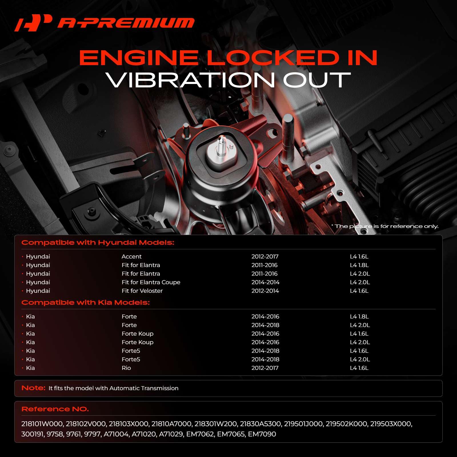 A-Premium left transmission mount top view highlighting precision fit and reduced vibration