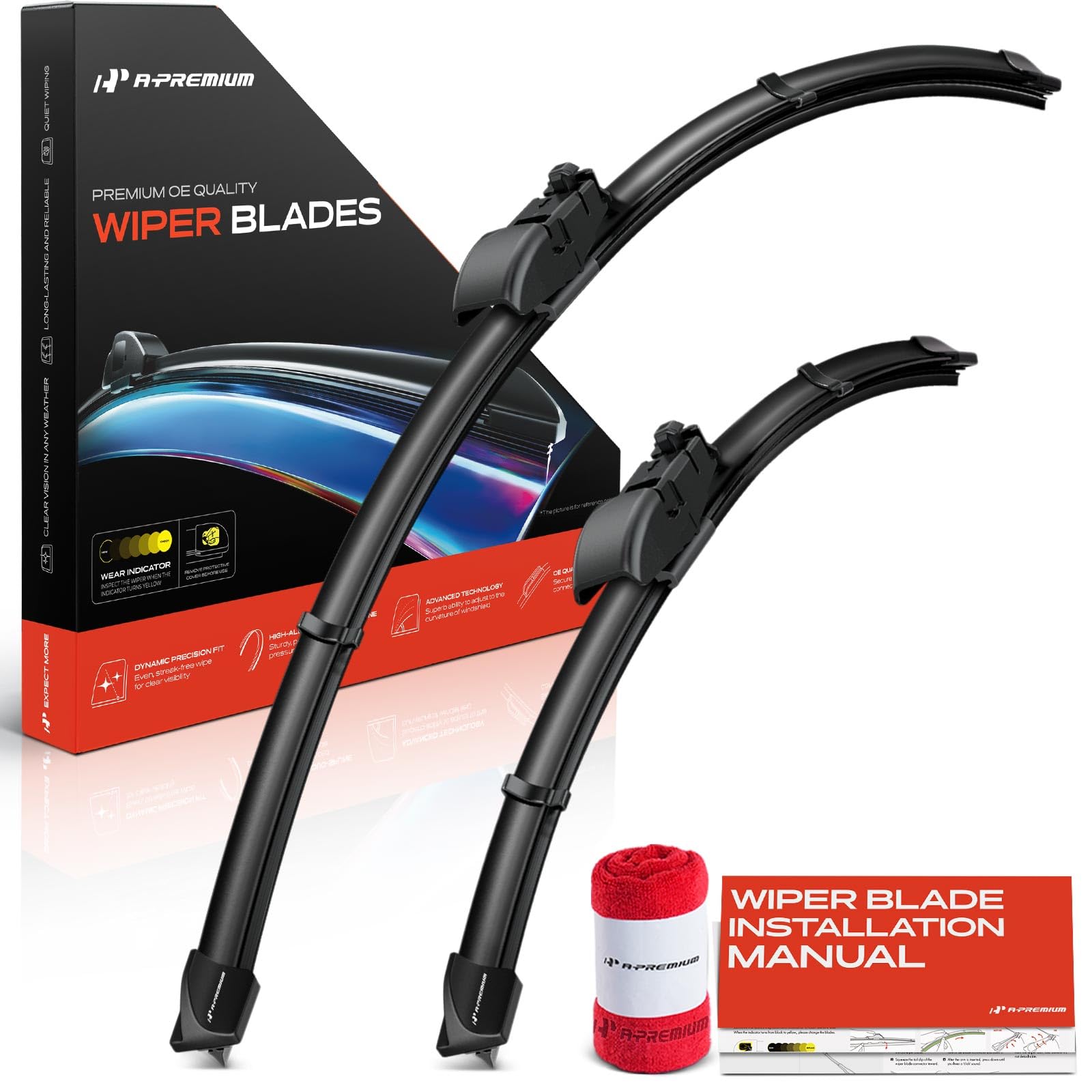 A-Premium blades on a car hood in daylight showing ready-to-install set