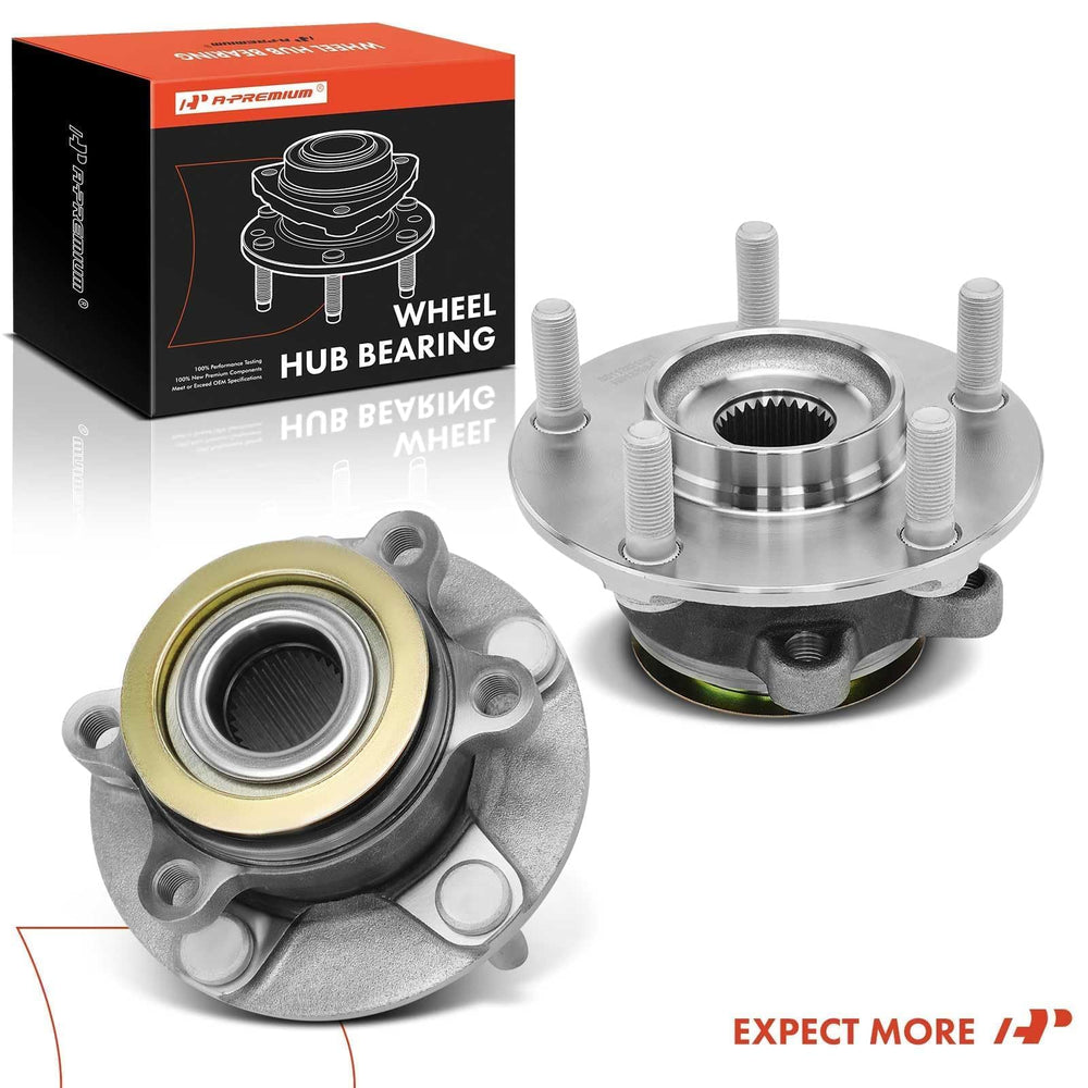 A-Premium in-garage installation scene showing technician fitting both front hubs