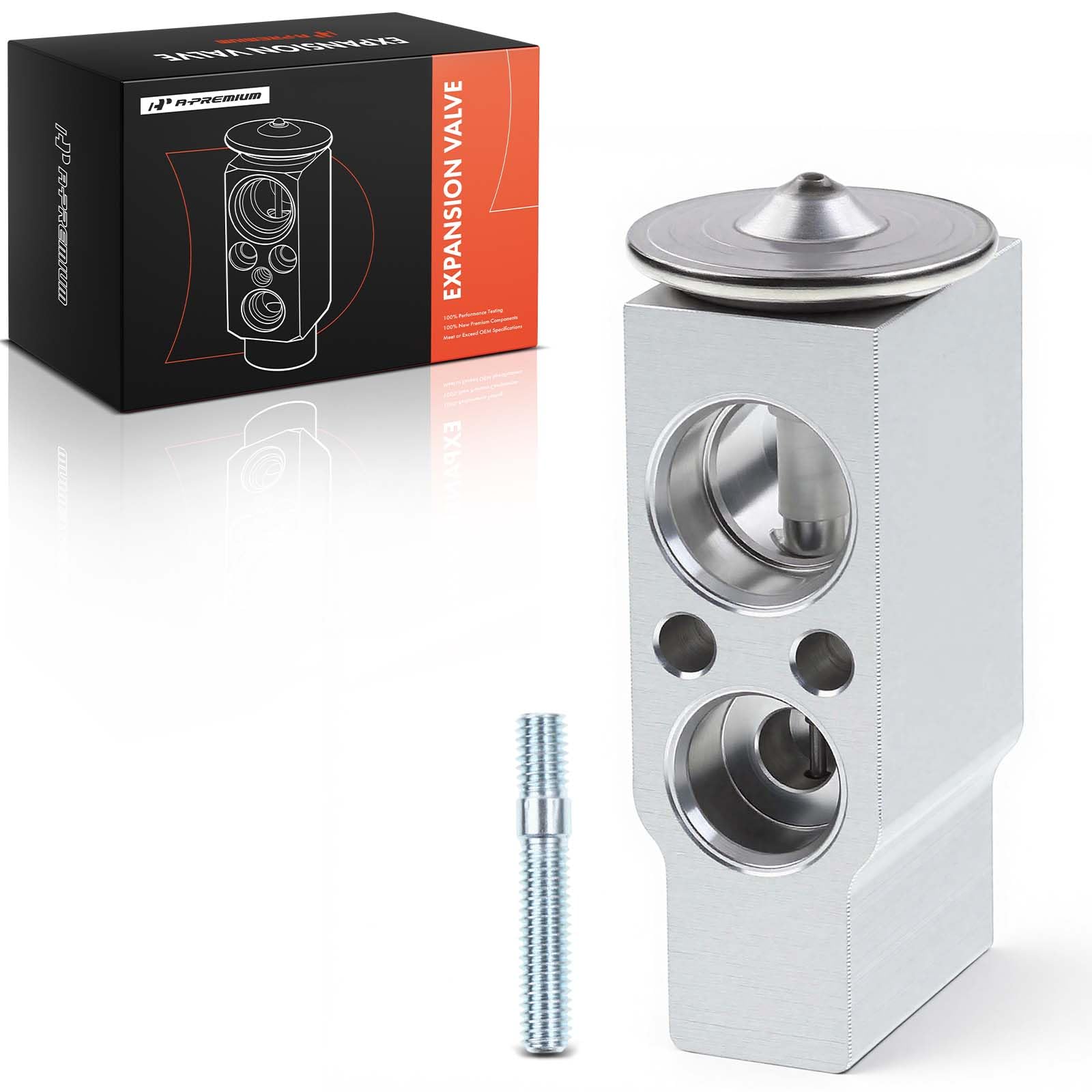 A-Premium valve staged with wrench in a garage setting for professional installation