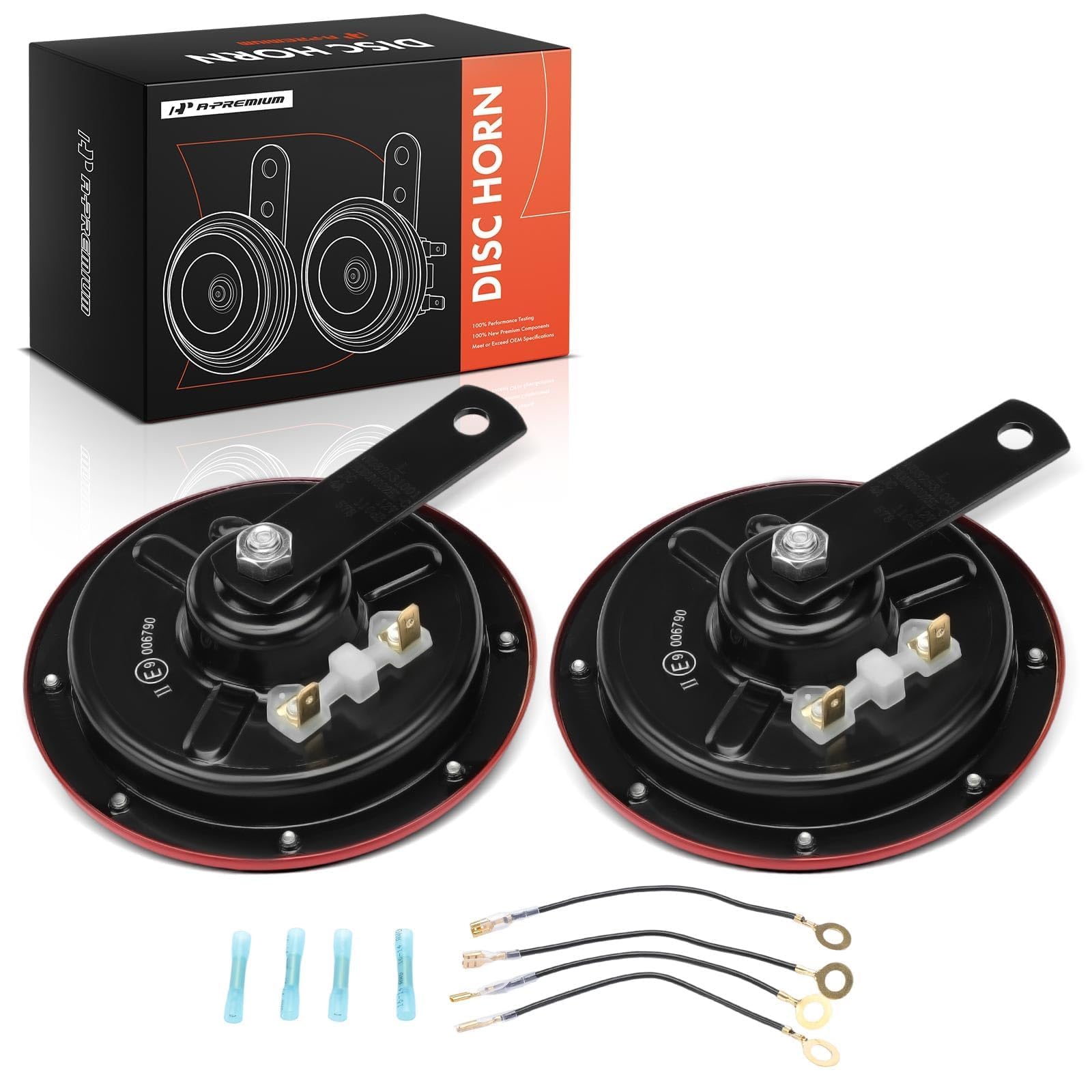 A-Premium product box with two horns and hardware showing included contents
