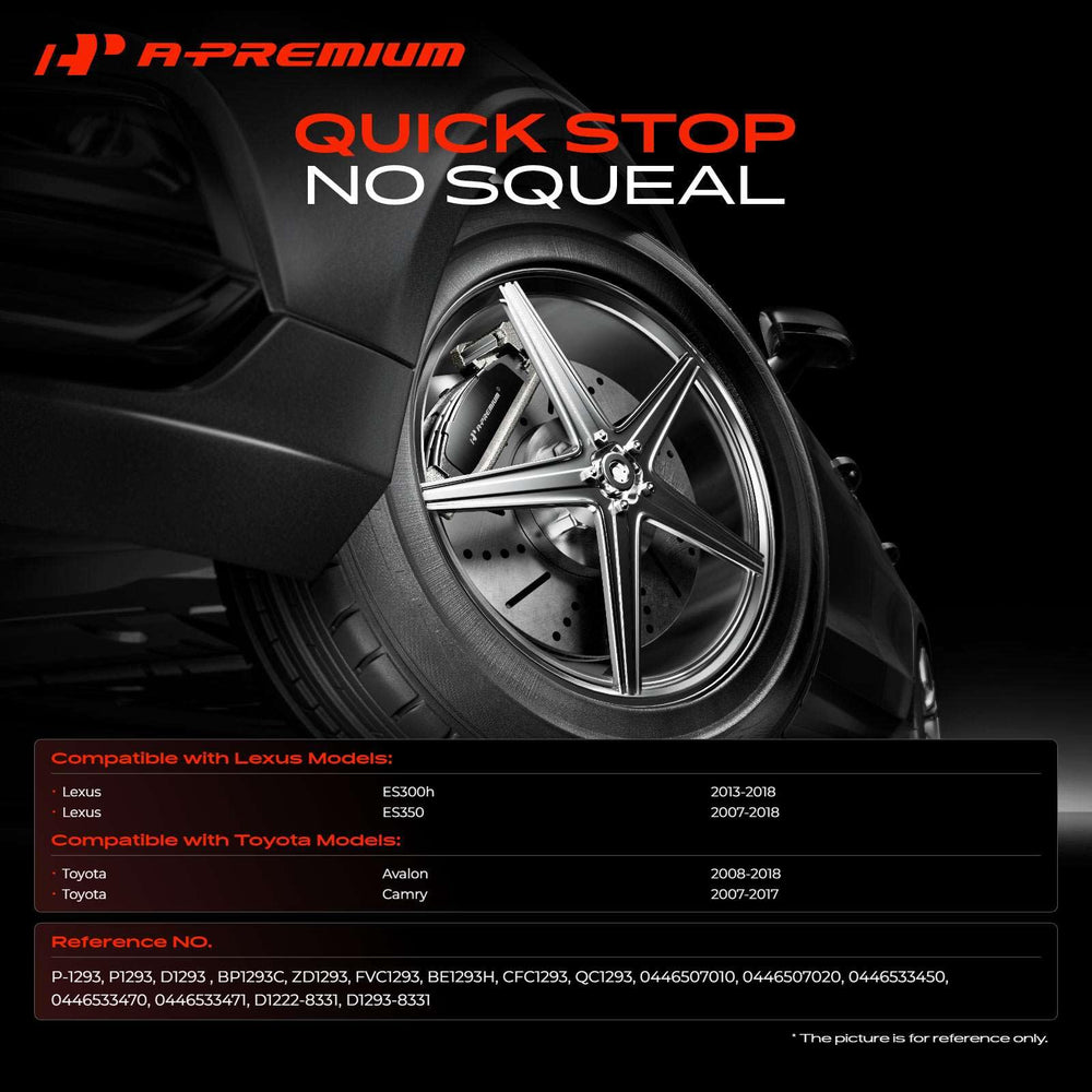 A-Premium brake pad front face highlighting precise fit
