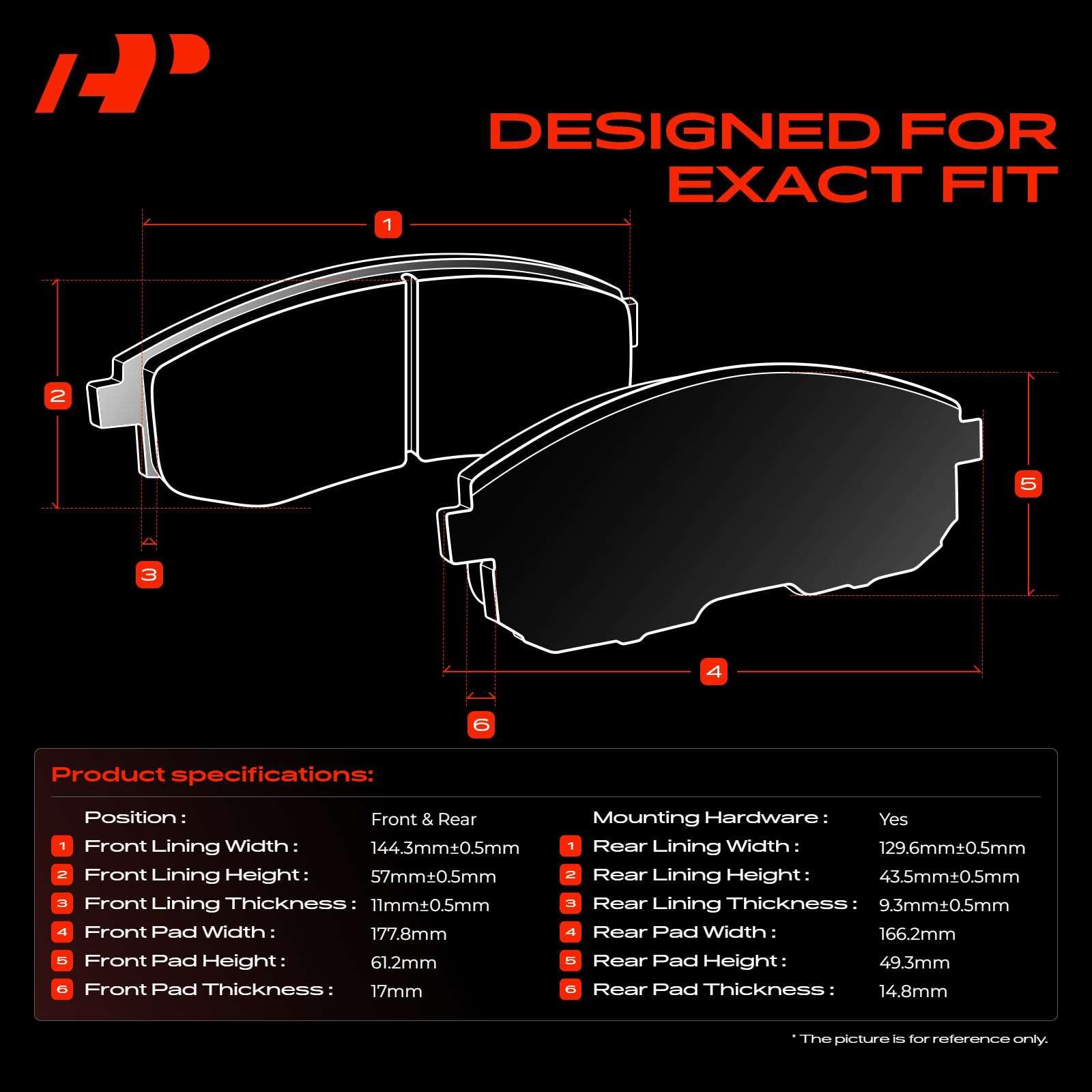 A-Premium rear pad close-up showing low-dust ceramic surface benefits