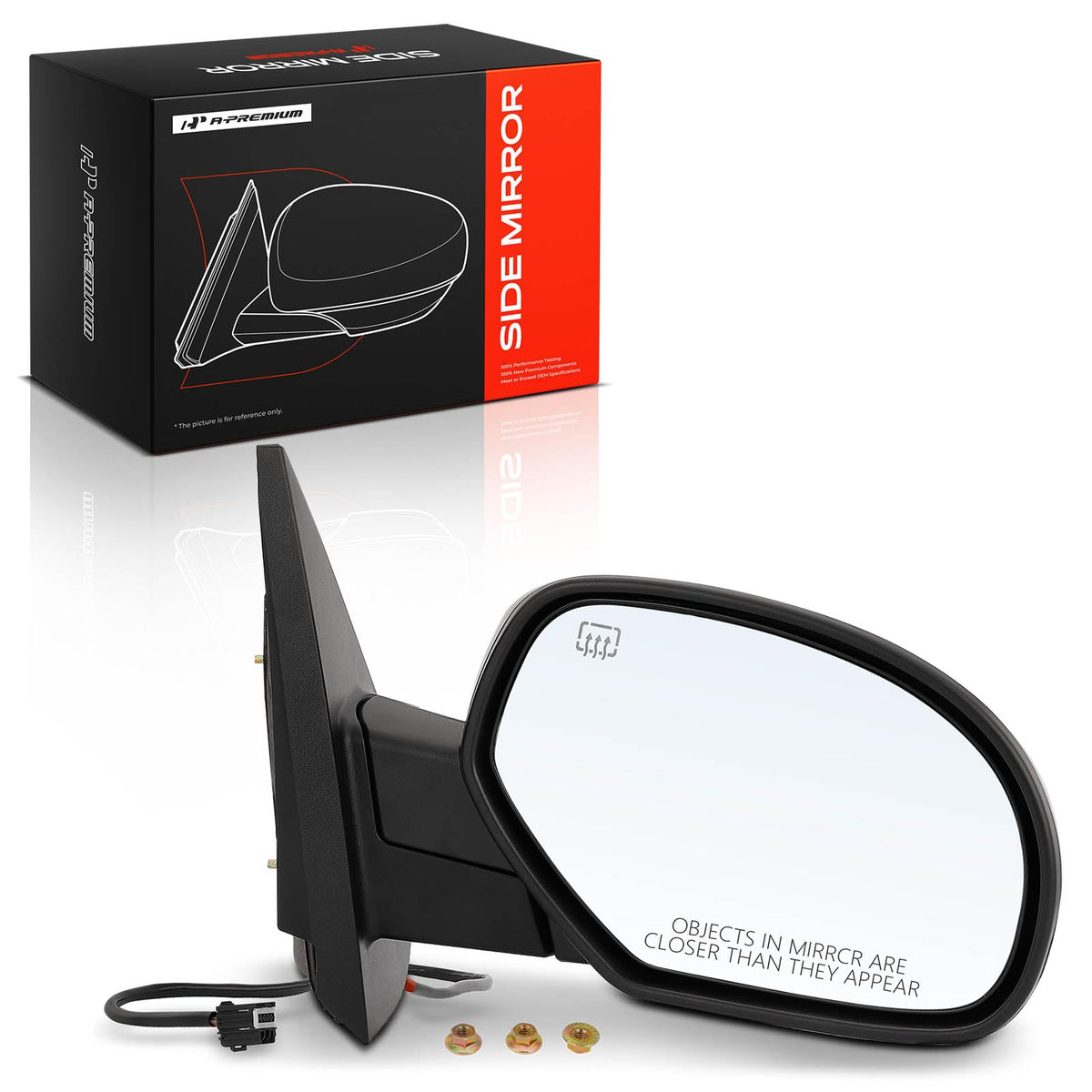 A-Premium front view showing mirror housing and fit for Chevy GMC vehicles