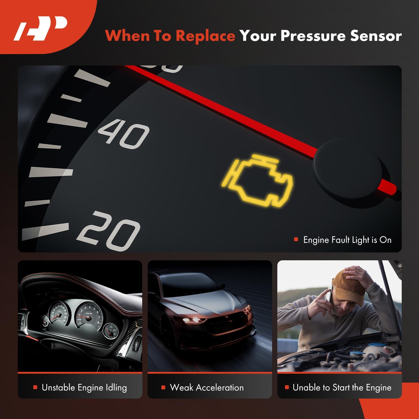 A-Premium sensor installed under hood illustrating easy in-vehicle replacement