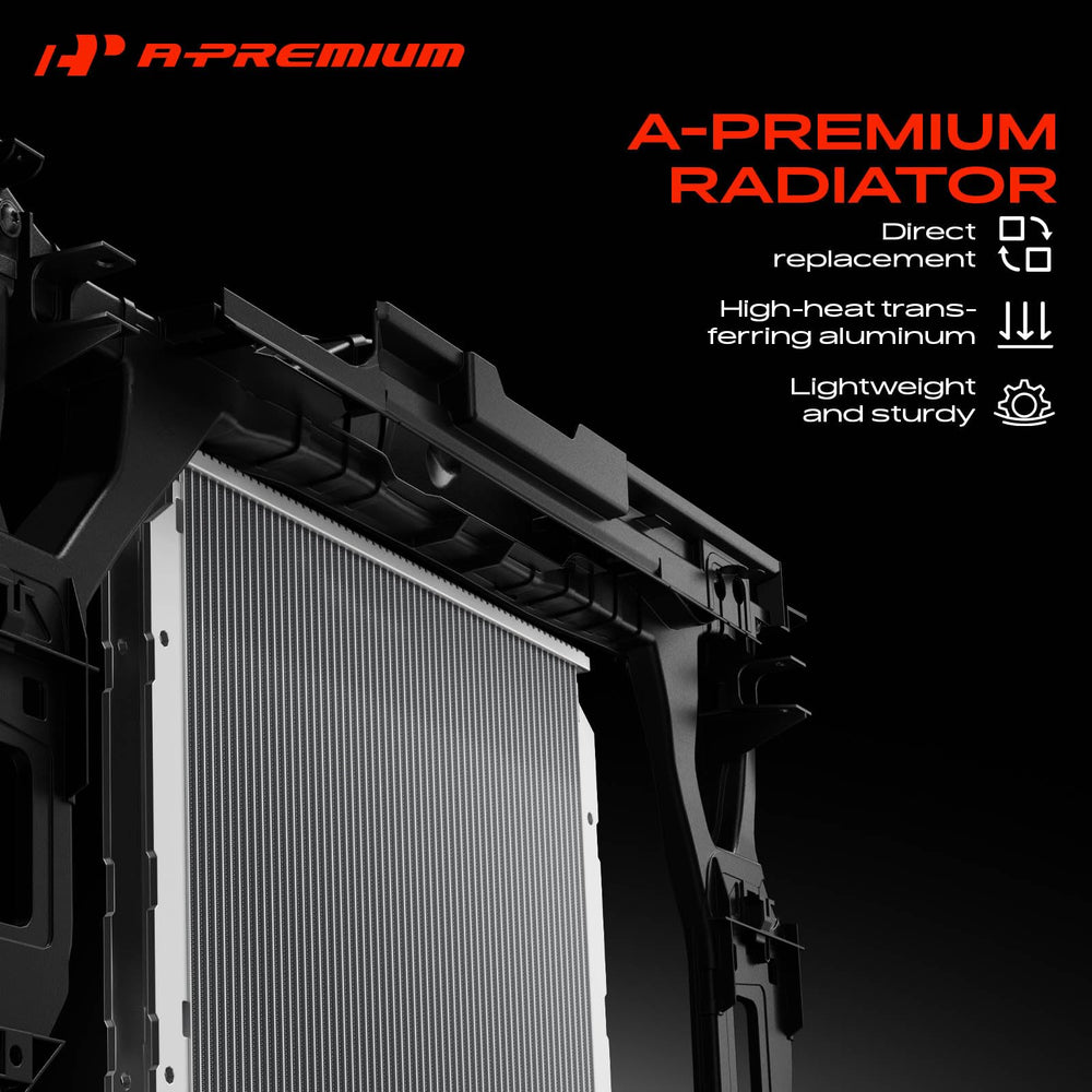 A-Premium radiator next to ruler proving exact core dimensions benefit