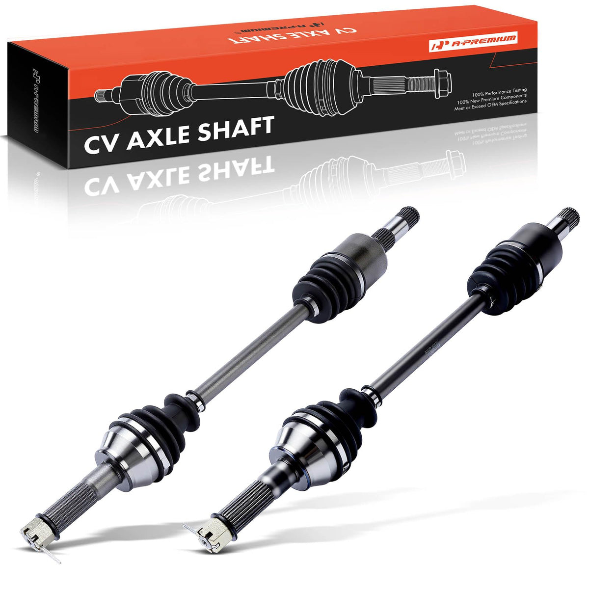 A-Premium front view of rear CV axles showing complete pair and fitment benefits