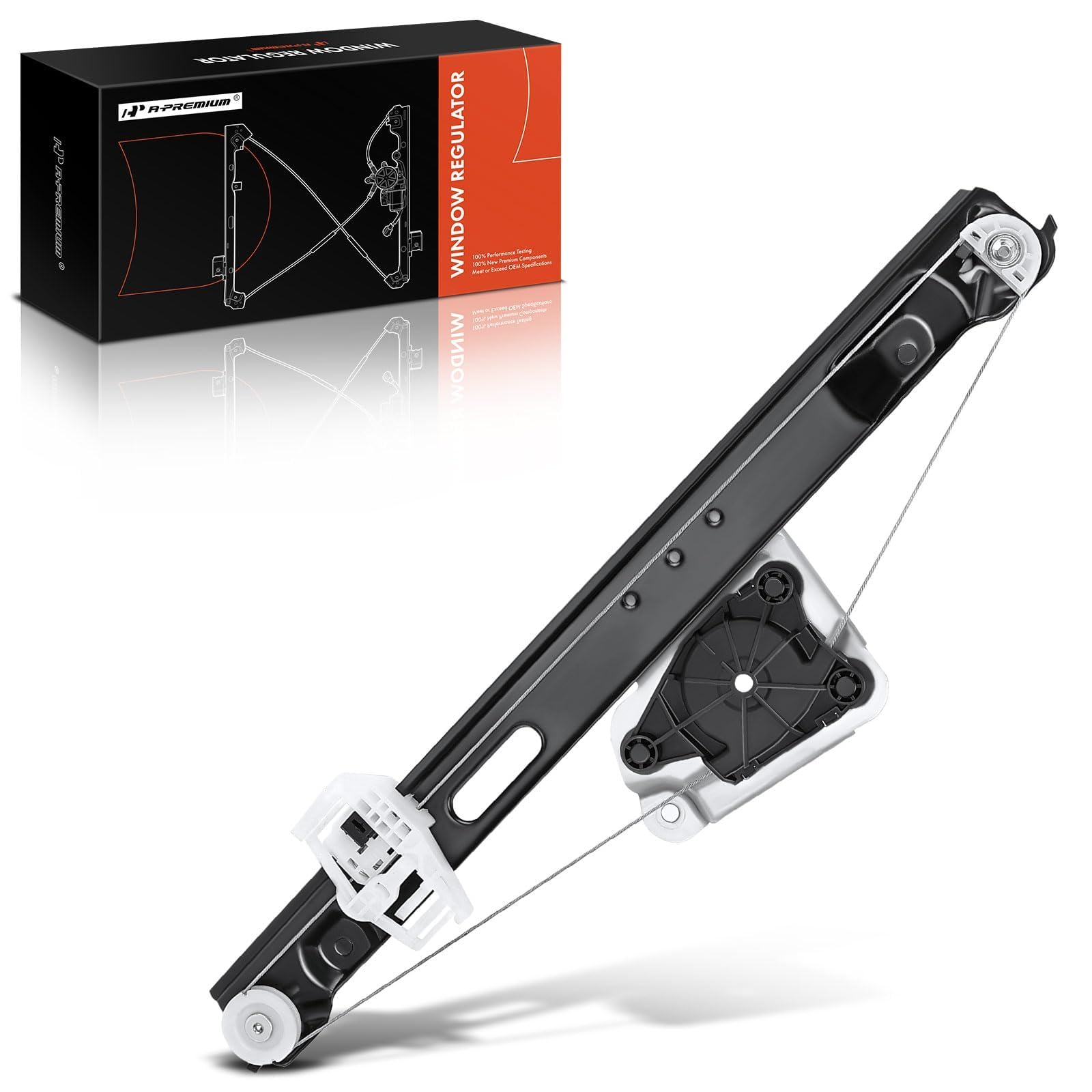 A-Premium rear driver side front view showing full regulator for precise fit