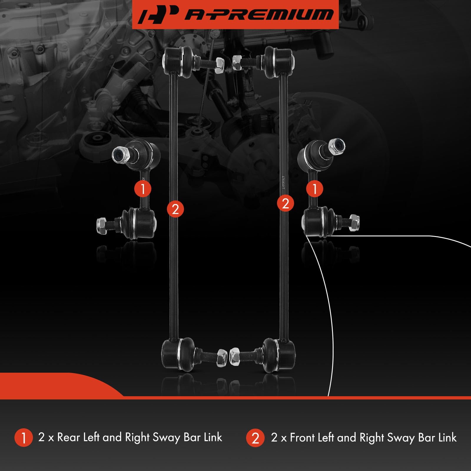 A-Premium rear end link detail highlighting durable steel and improved handling