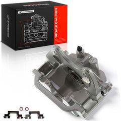 A-Premium front view of rear left caliper showing mounting points and fitment benefit
