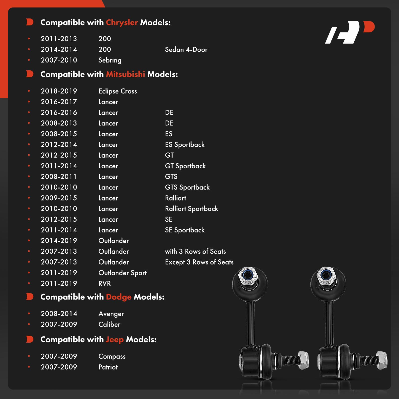 A-Premium angled detail of stabilizer link highlighting durable steel shaft for durability