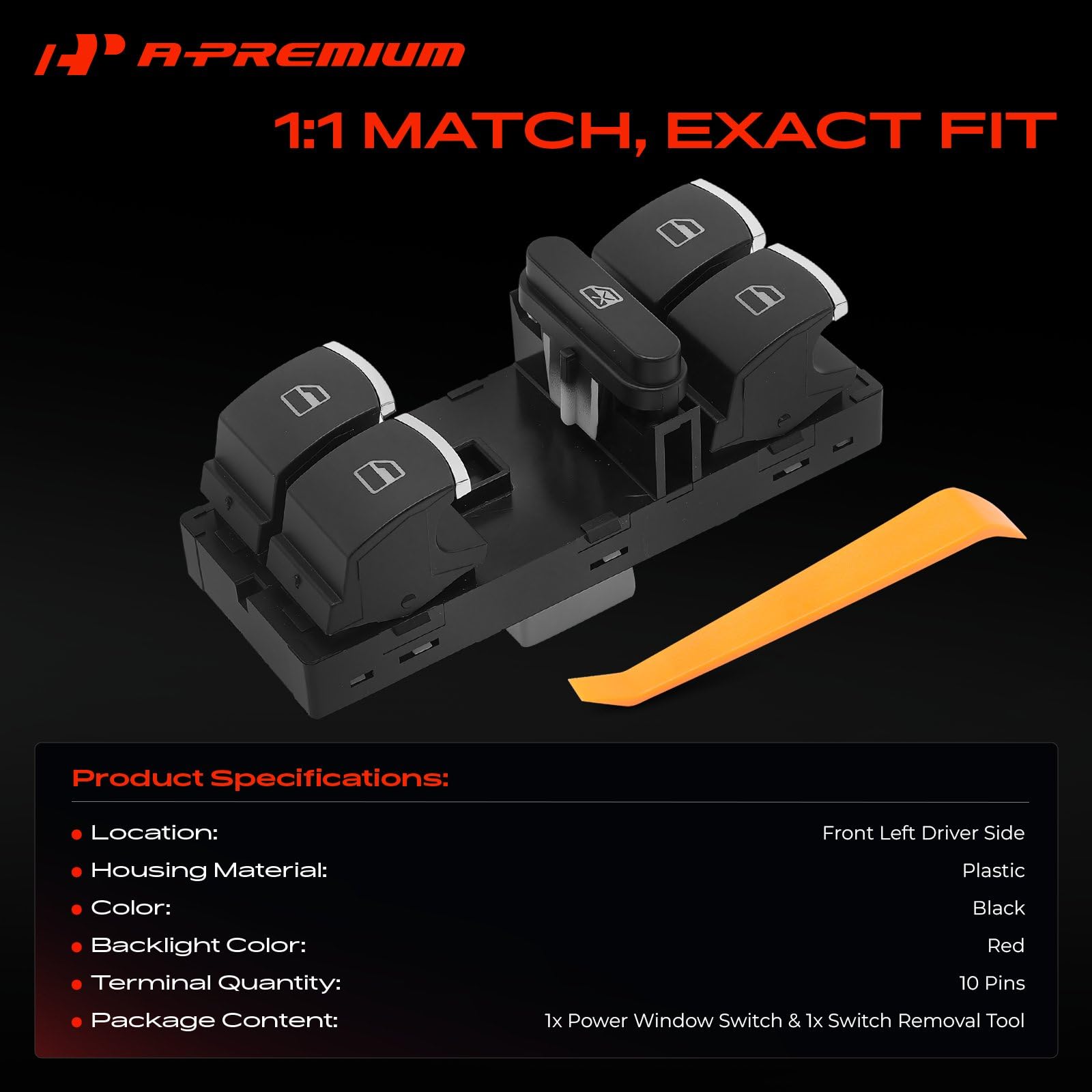 A-Premium switch red backlight illuminated for nighttime visibility
