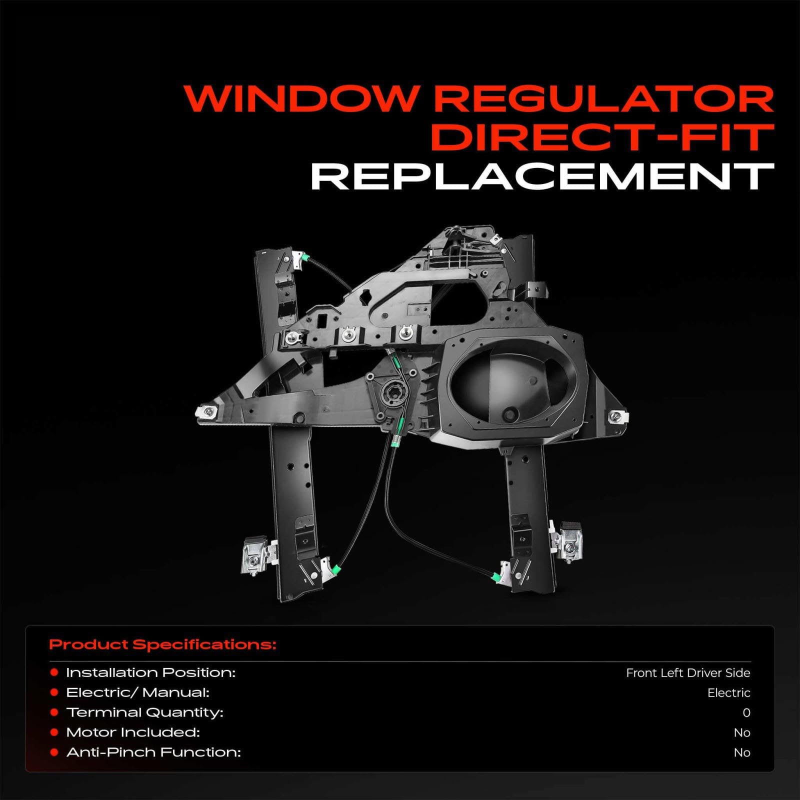 A-Premium close-up of regulator track and cable for smoother, quieter window travel