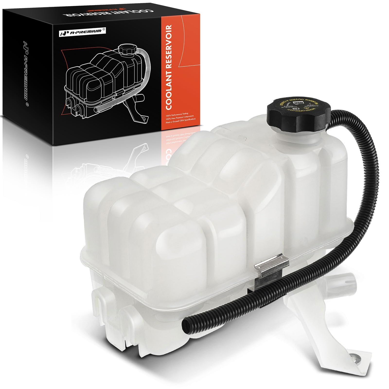 A-Premium reservoir front view showing fitment and leak-free benefit