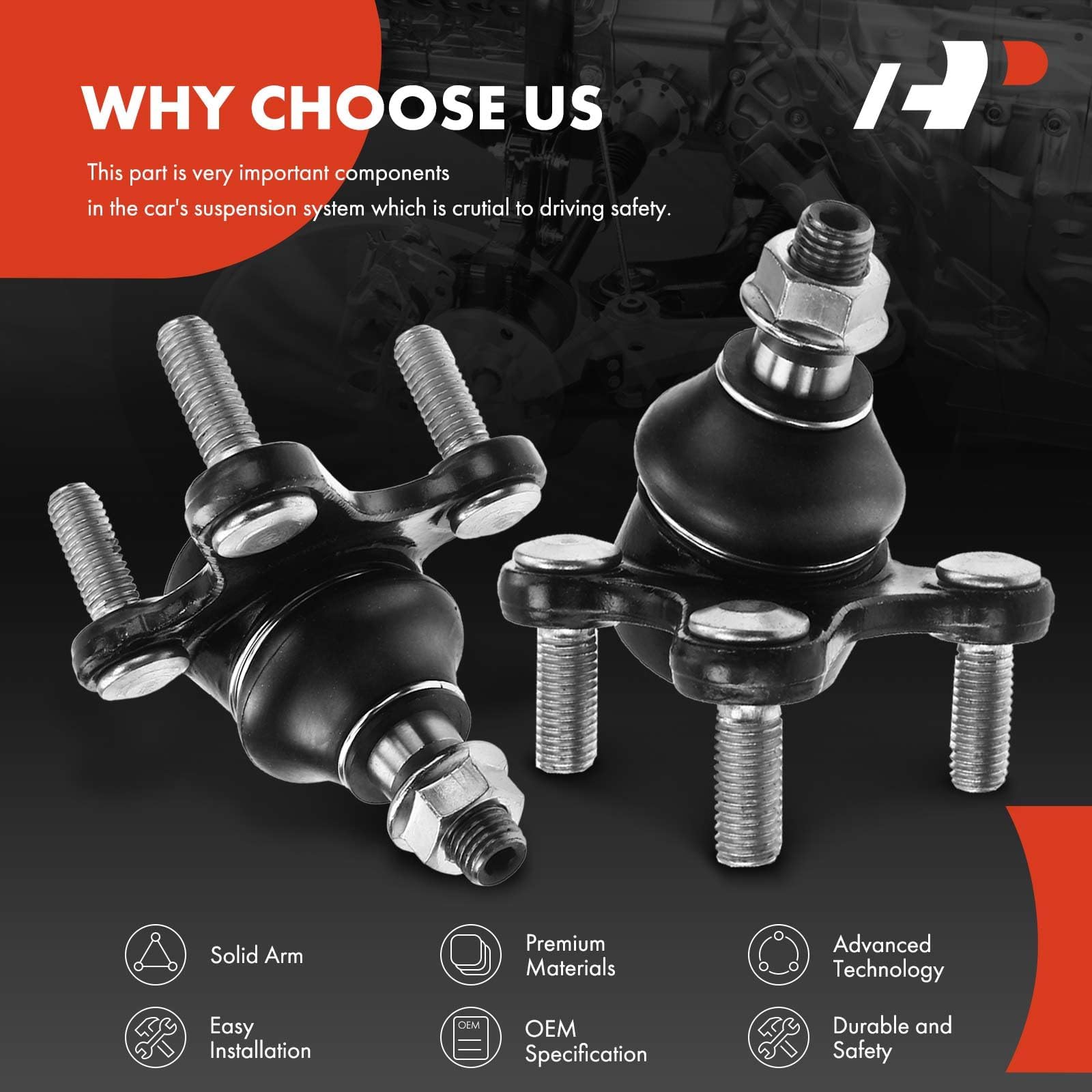 A-Premium ball joint next to ruler showing compact size for accurate comparison