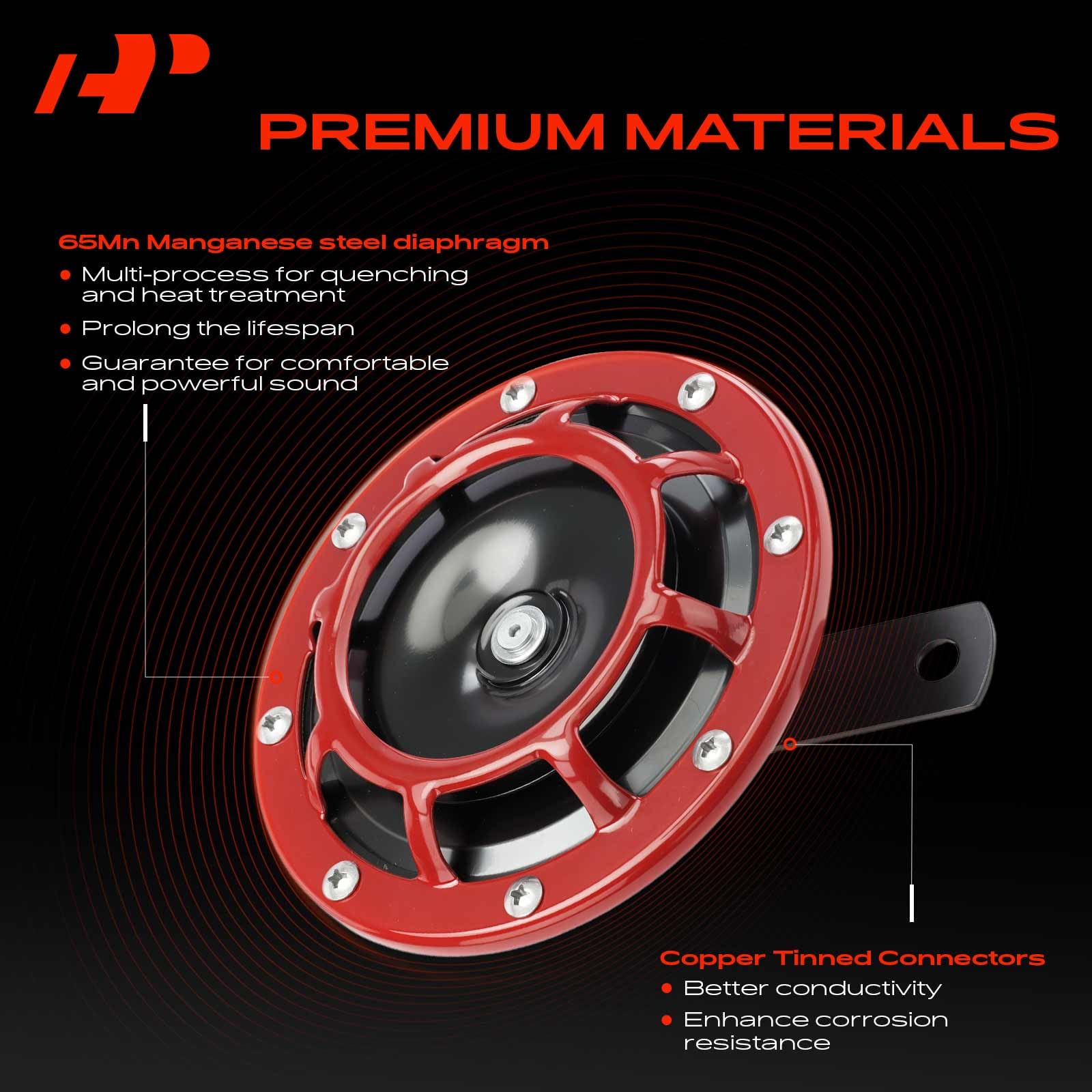 A-Premium horn next to ruler showing 123mm diameter for fit confirmation