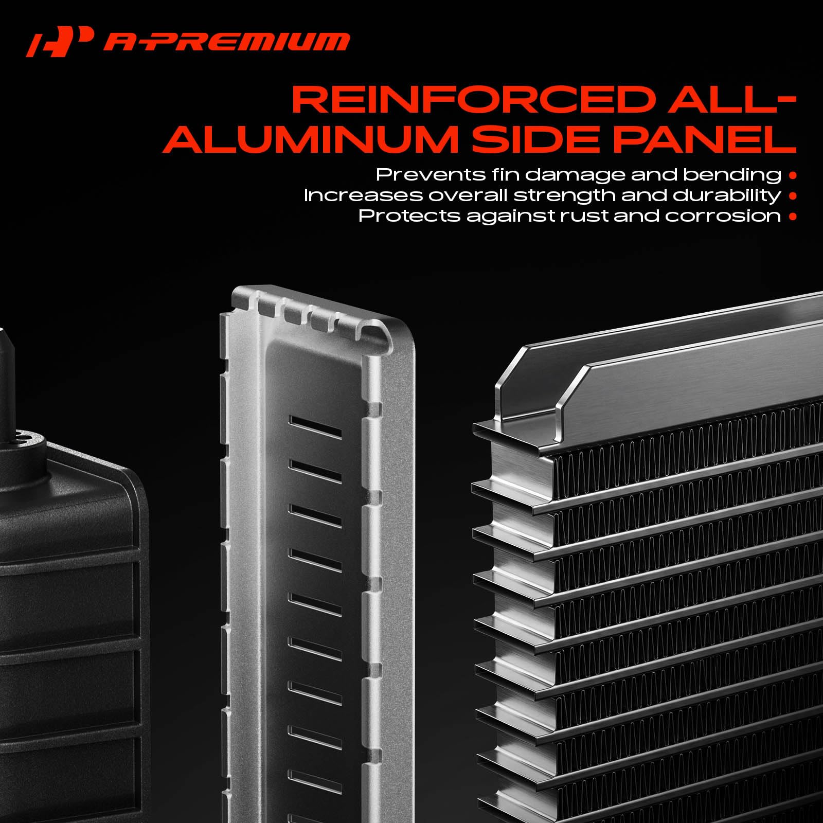 A-Premium radiator next to a ruler showing dimensions for easy fit verification