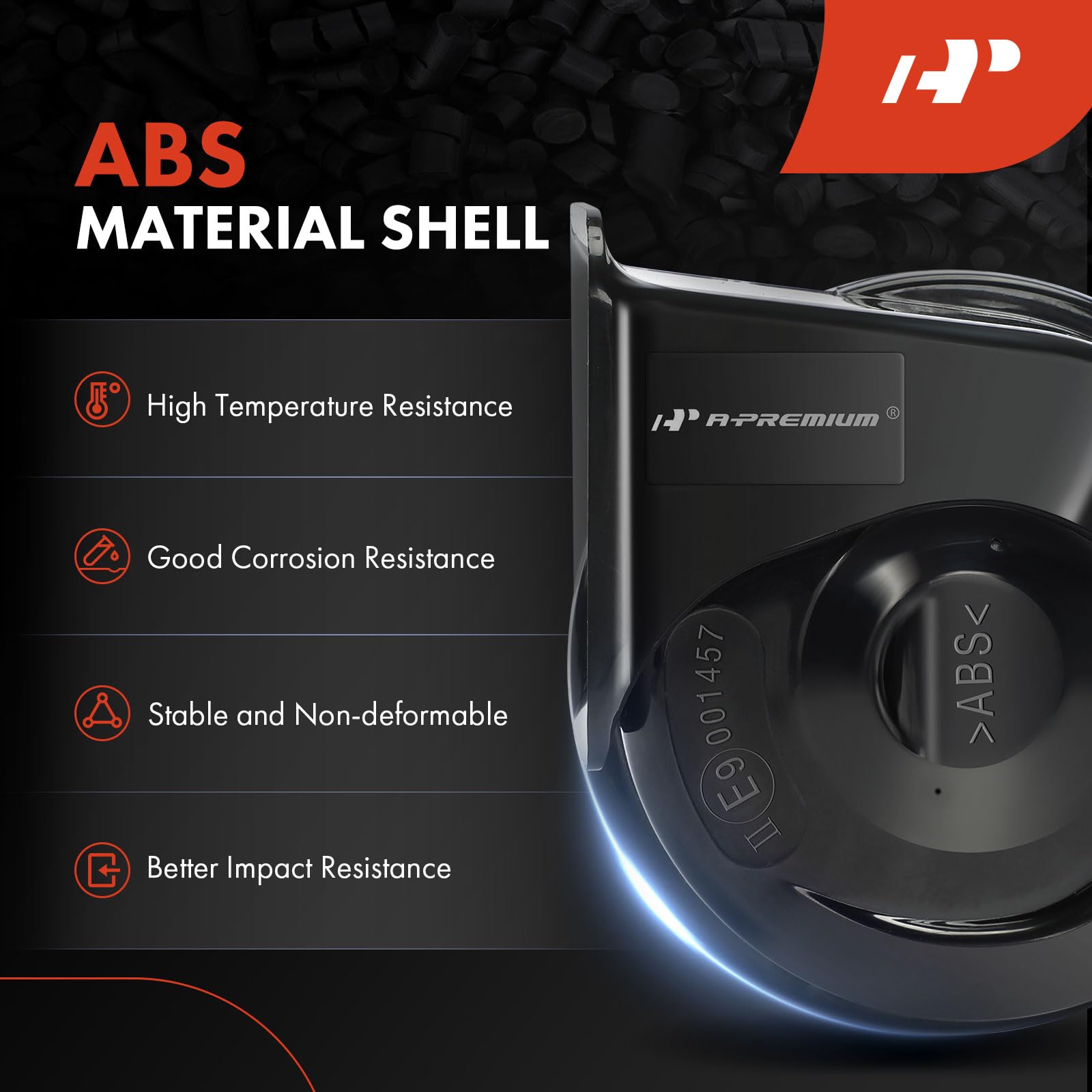 A-Premium horn alongside ruler to show compact 80 mm diameter size