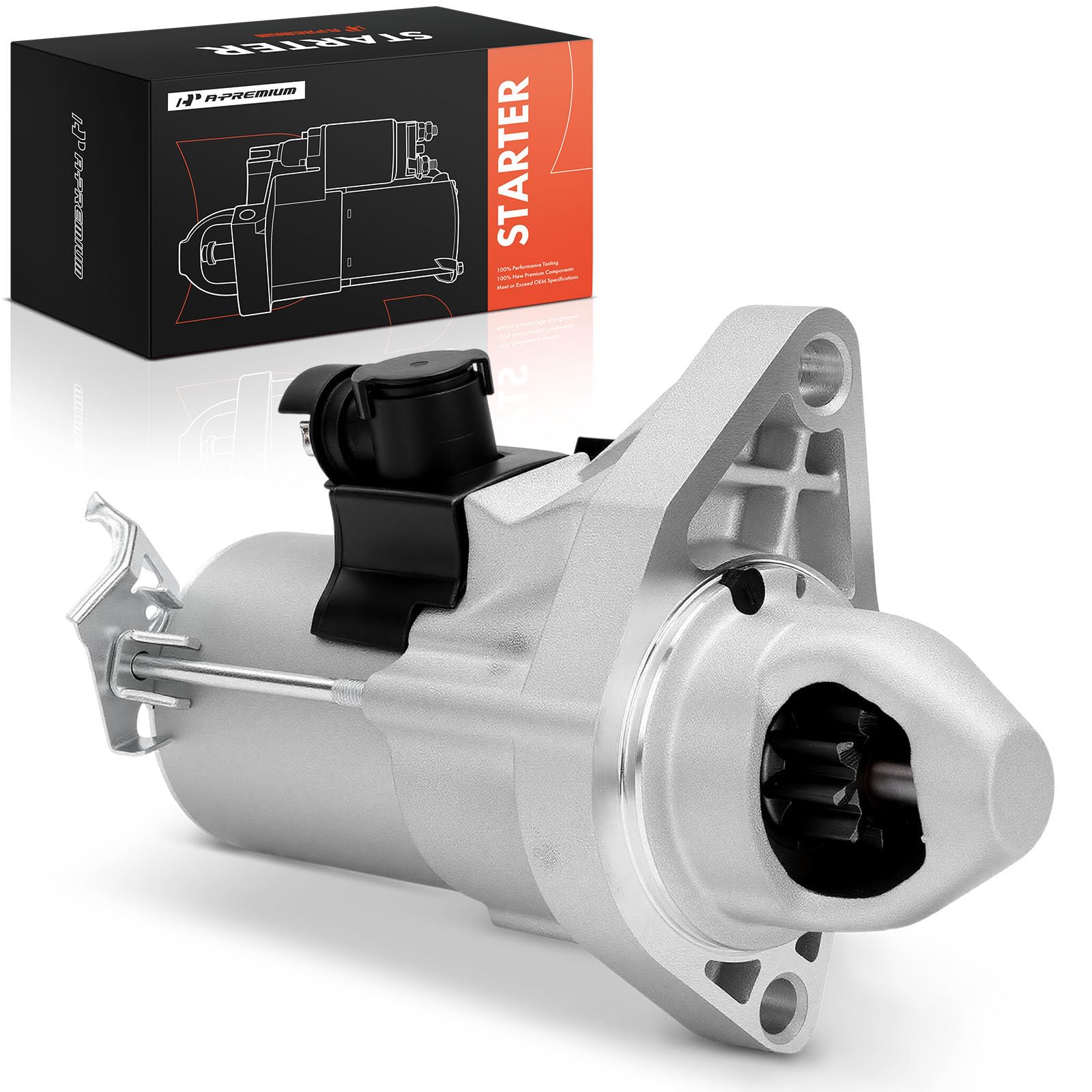 A-Premium front view of starter motor showing robust housing and reliable fit