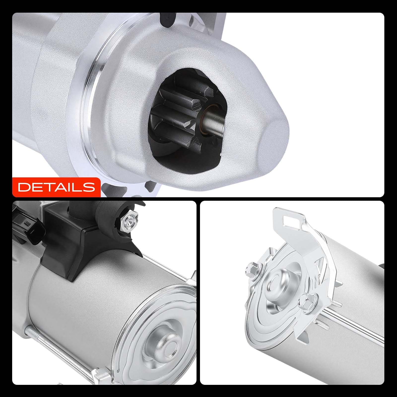 A-Premium starter installed in an engine bay demonstrating direct-replacement fit