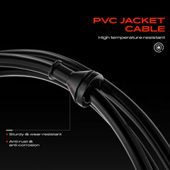 A-Premium cable cutaway revealing high-density steel core for increased strength and durability