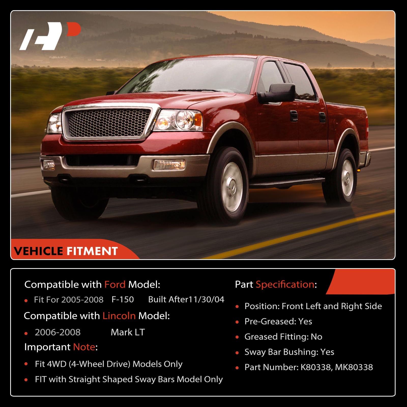 A-Premium front sway bar link assembly highlighting durable steel construction