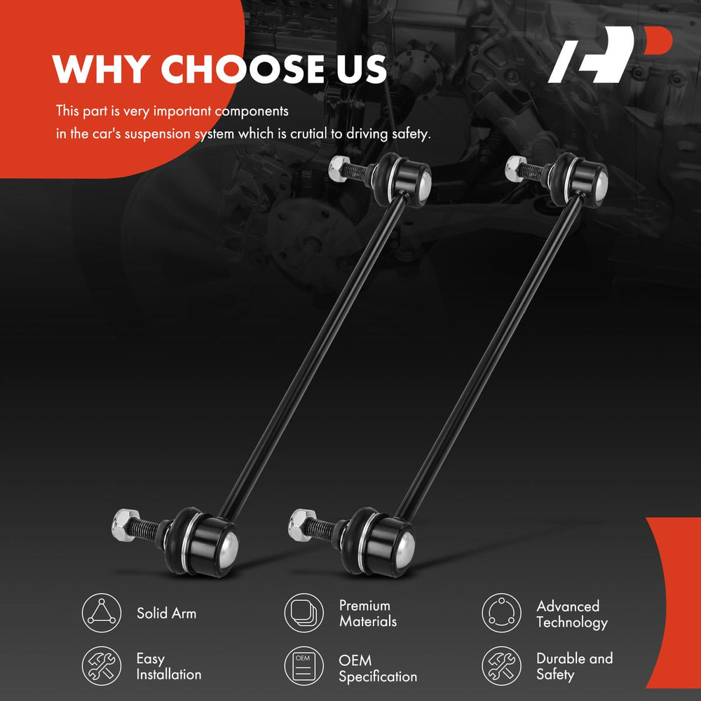 A-Premium sway bar link next to ruler showing dimensions and simple selection clarity