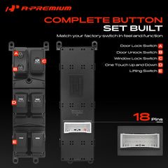 A-Premium switch button closeup with red backlight for night visibility