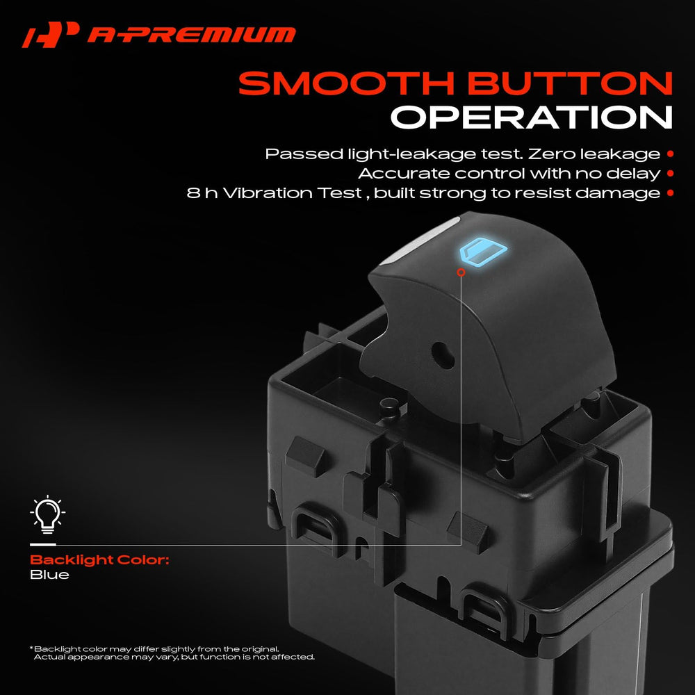 A-Premium close-up of button and blue backlight improving nighttime visibility