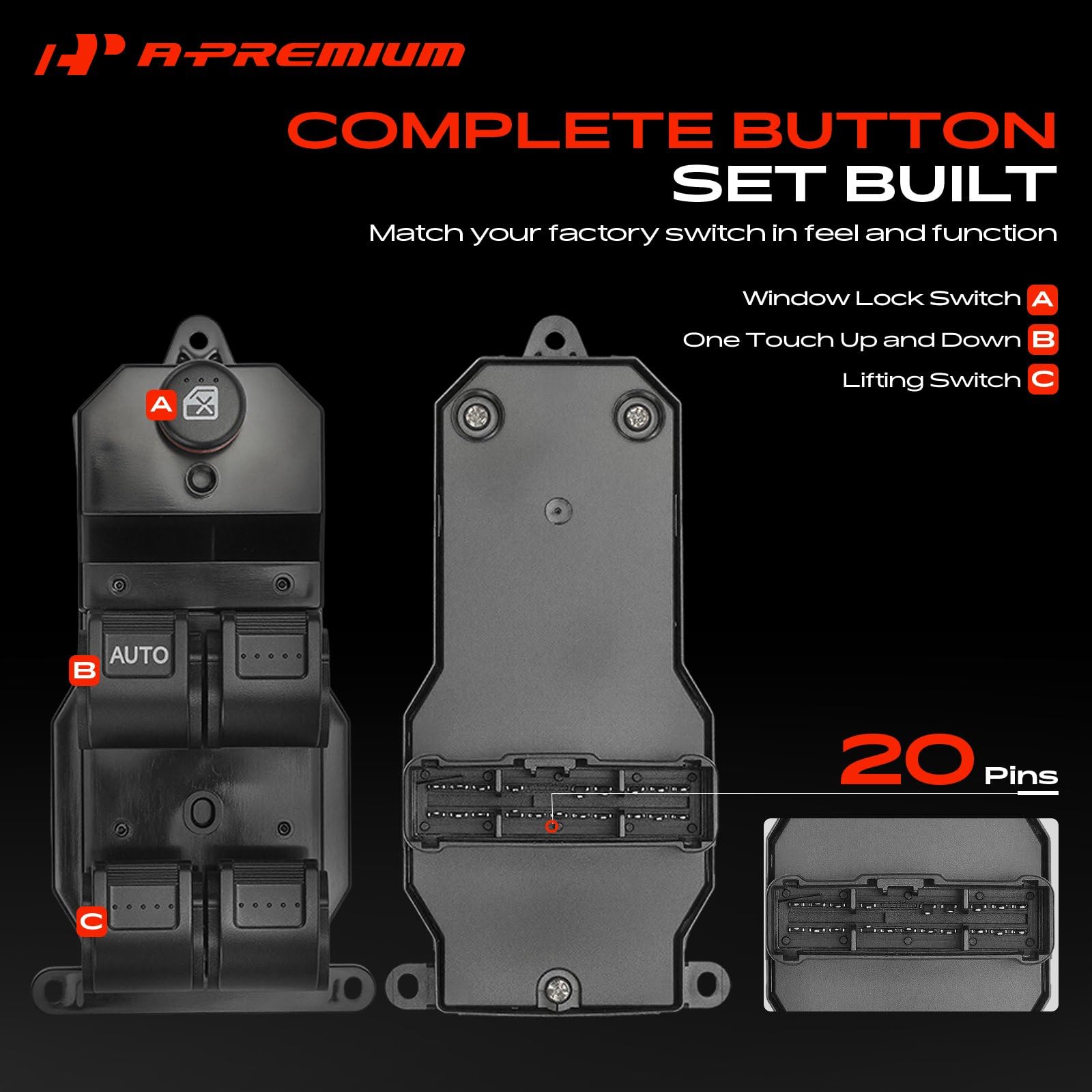 A-Premium close-up of red backlight for night visibility and safer use