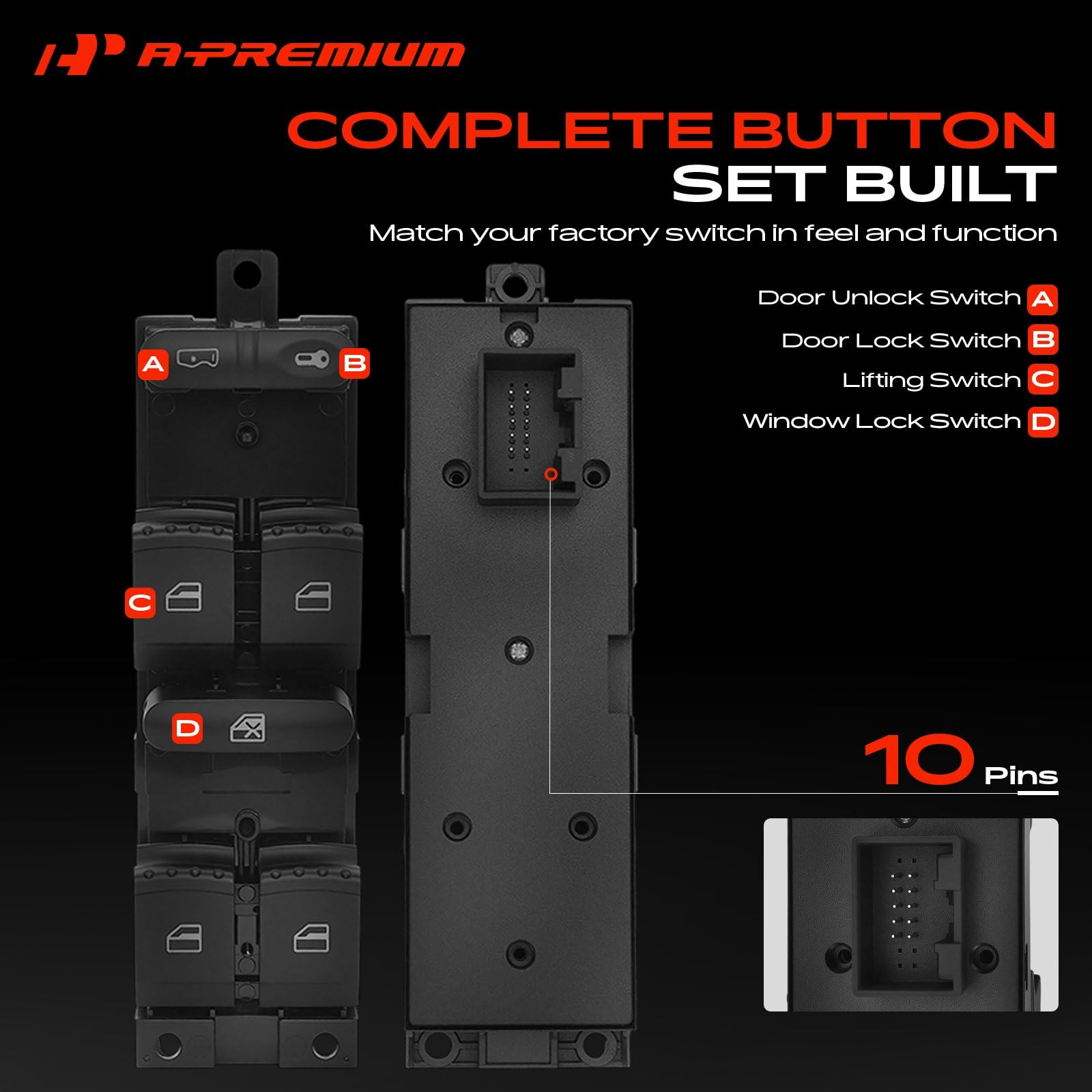 A-Premium close-up of switch buttons highlighting tactile feel and durable construction