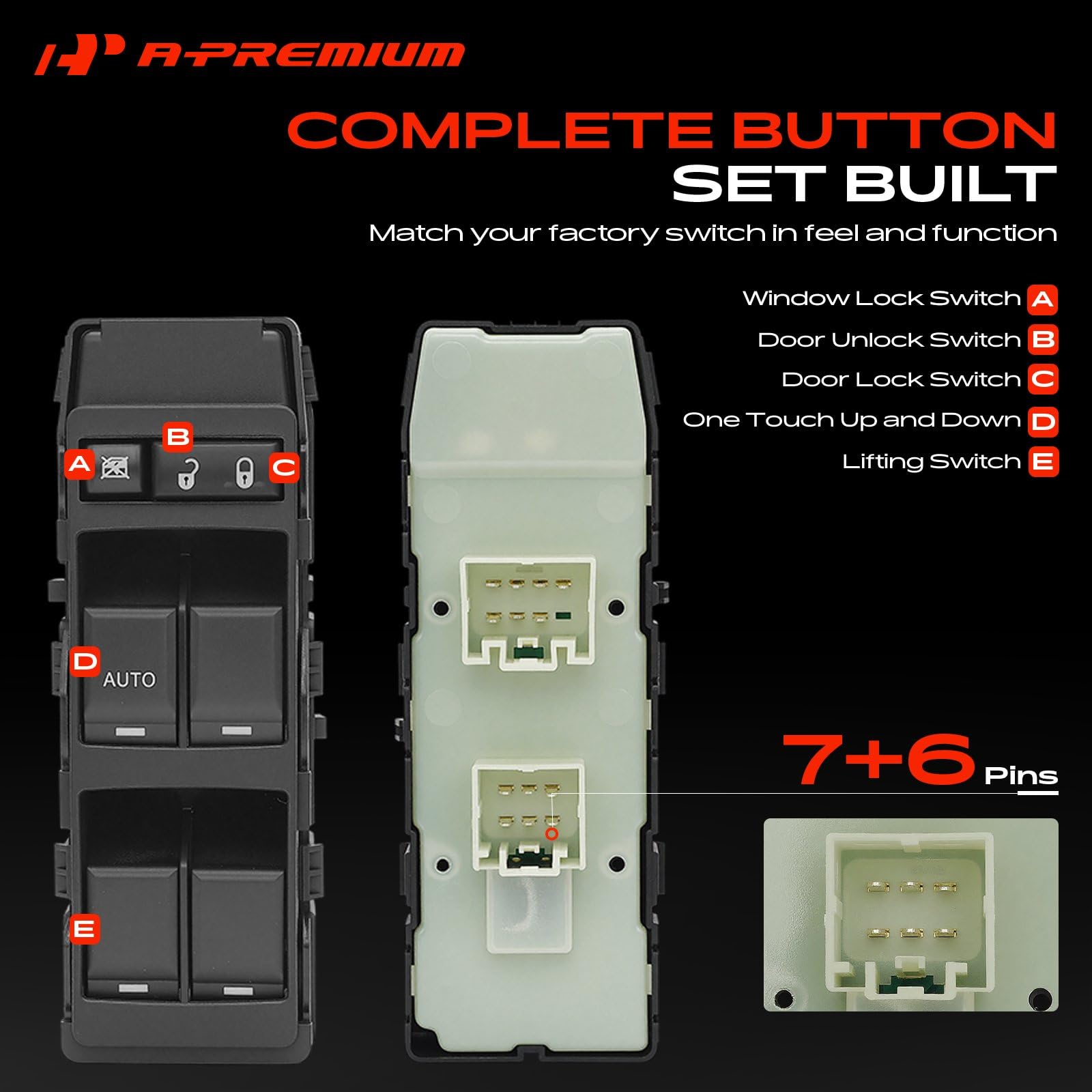 A-Premium switch illuminated green backlight for clear night-time visibility