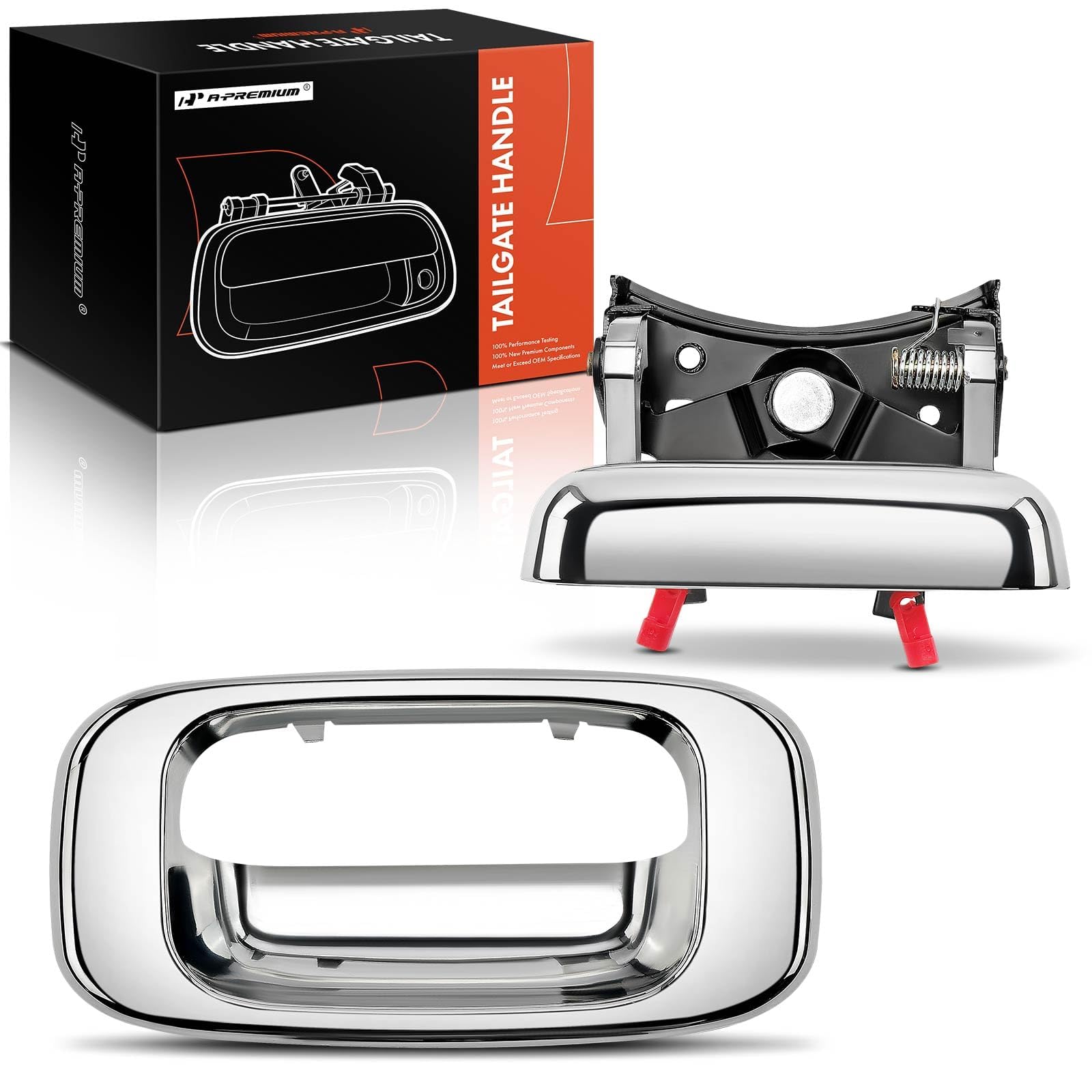A-Premium chrome tailgate handle front view showing clean fit and restored appearance