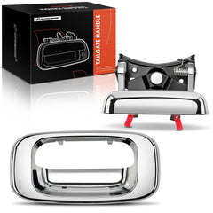 A-Premium chrome tailgate handle front view showing clean fit and restored appearance