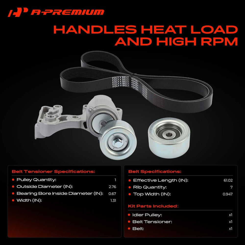 A-Premium tensioner assembly angled view showing robust construction benefit