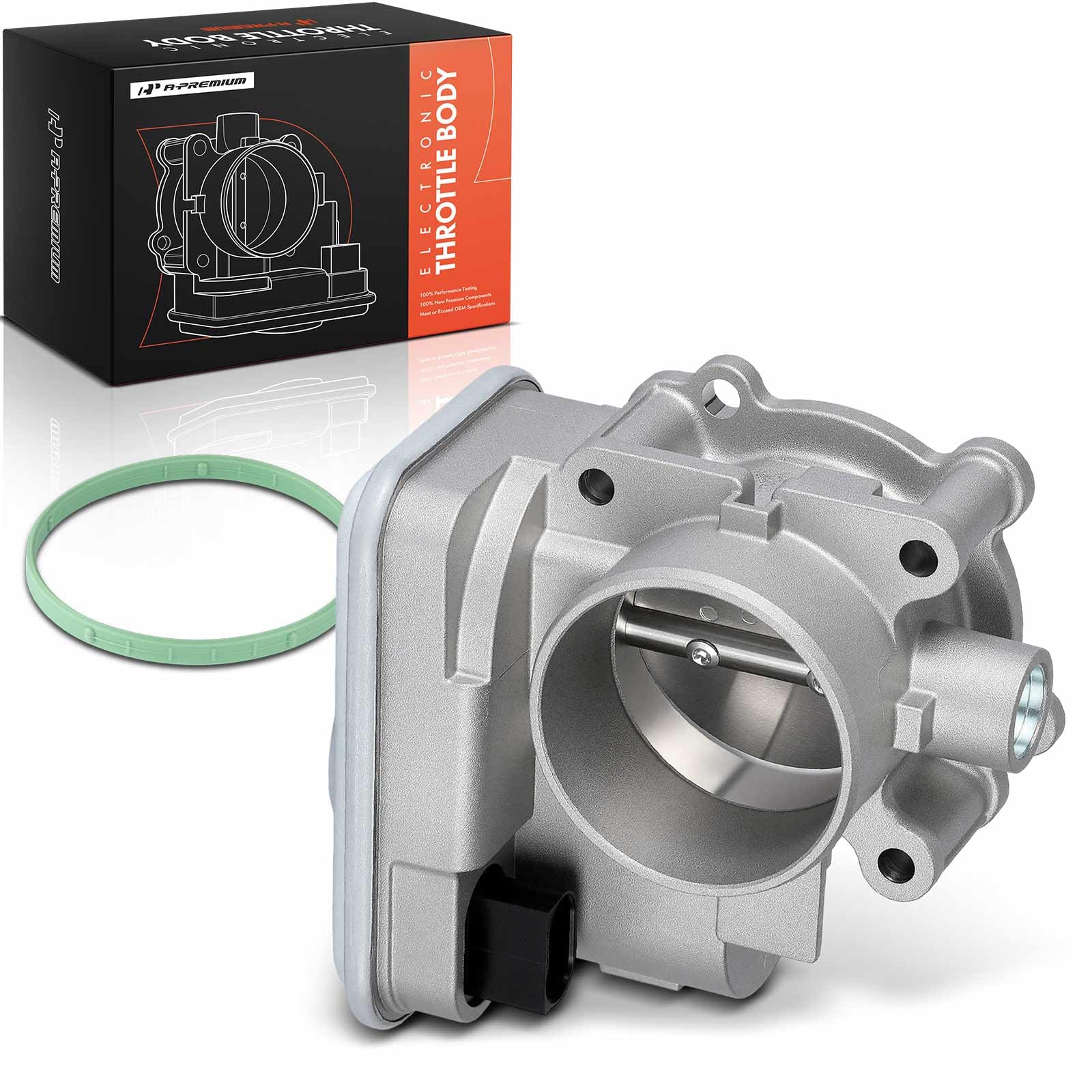 A-Premium throttle body front view showing clean construction and direct-fit benefit