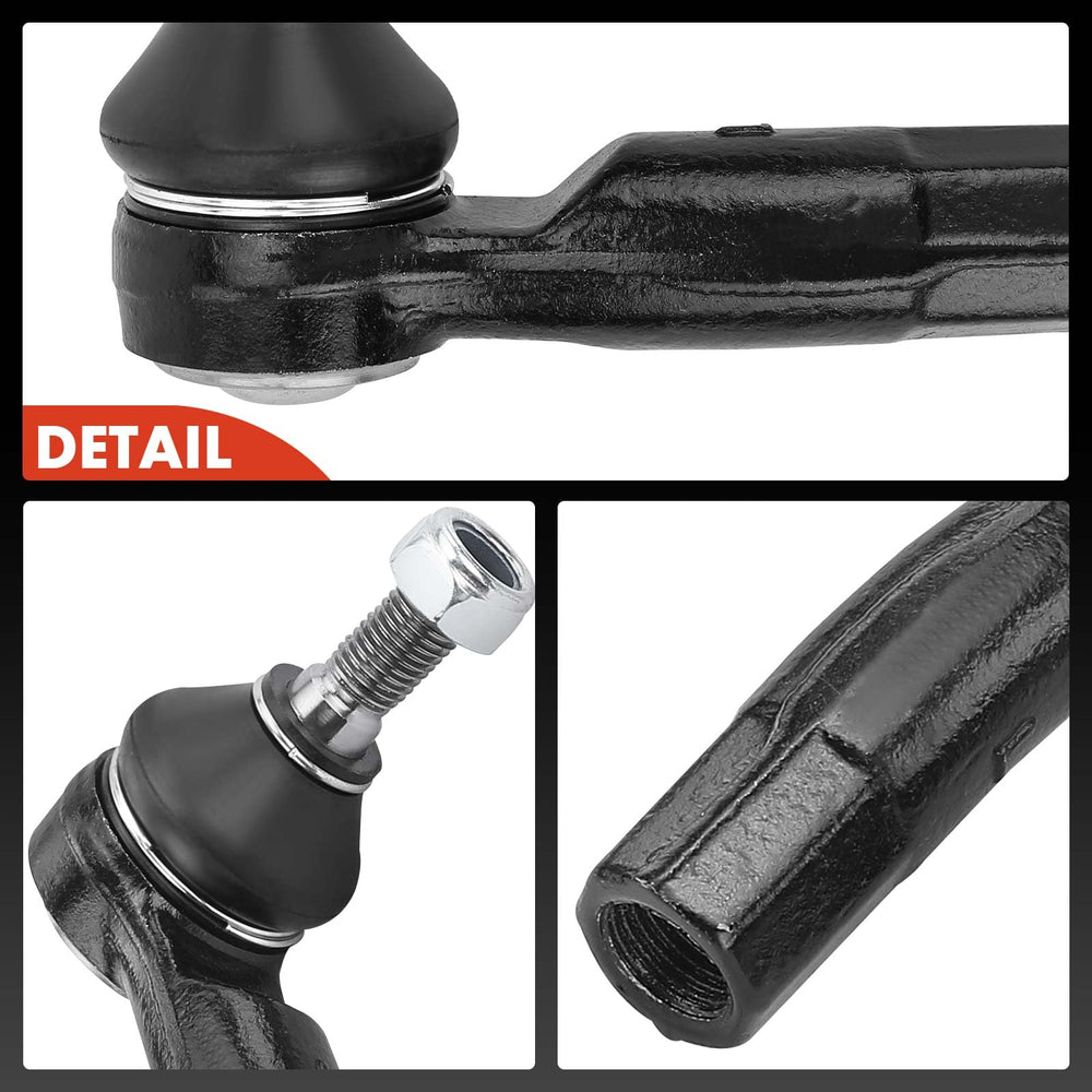 A-Premium tie rod end beside a ruler illustrating compact size and fit accuracy