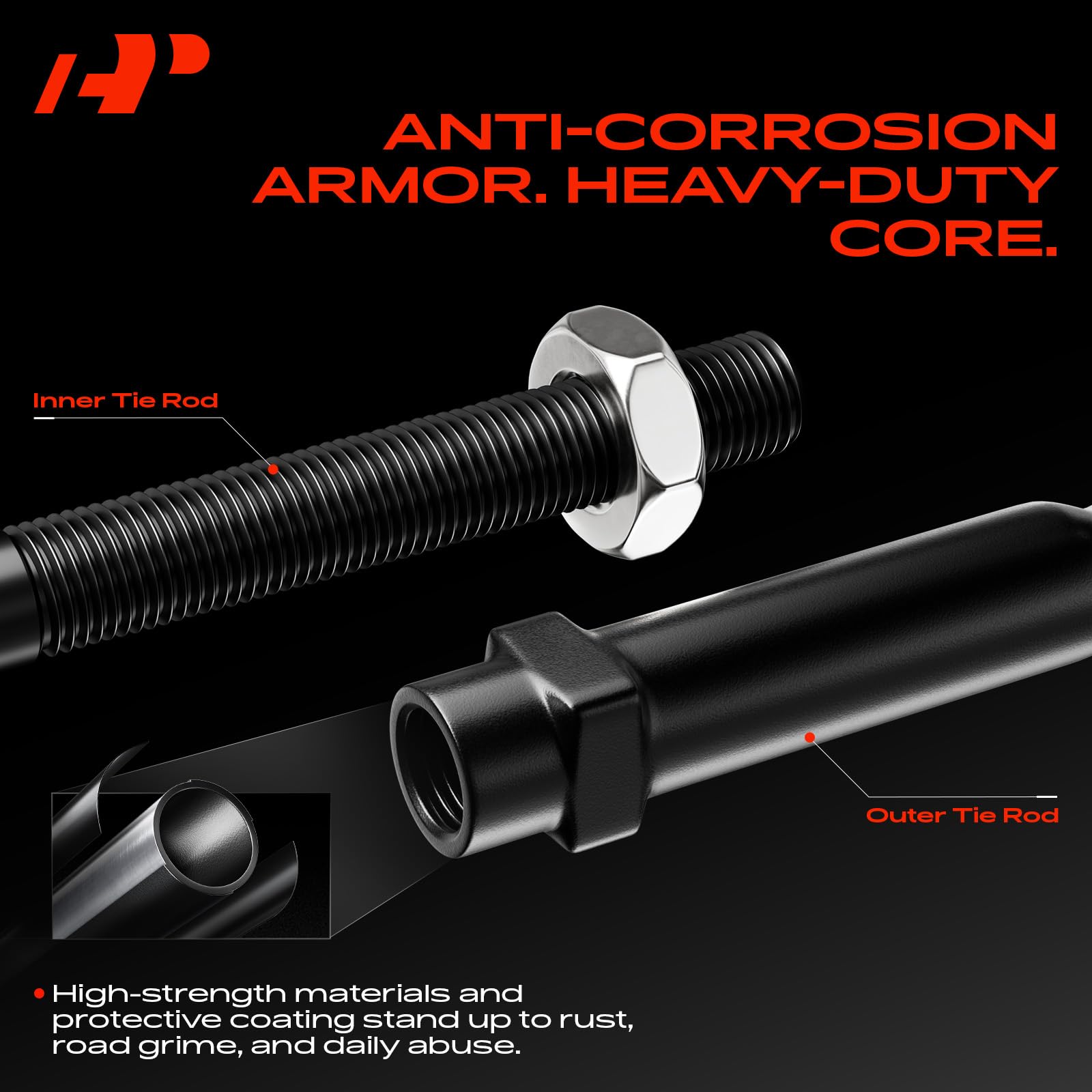 A-Premium tie rod installed on truck steering linkage restoring steering control