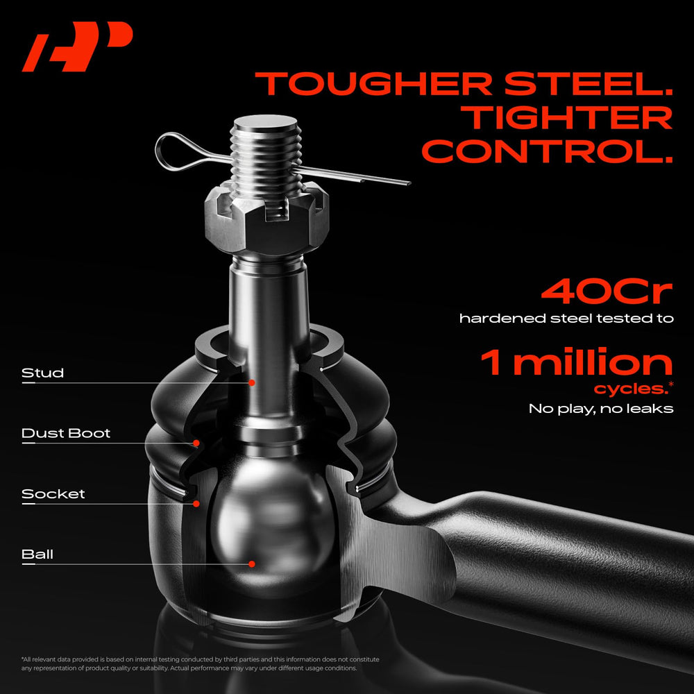 A-Premium tie rod steel finish showing corrosion-resistant coating for longevity