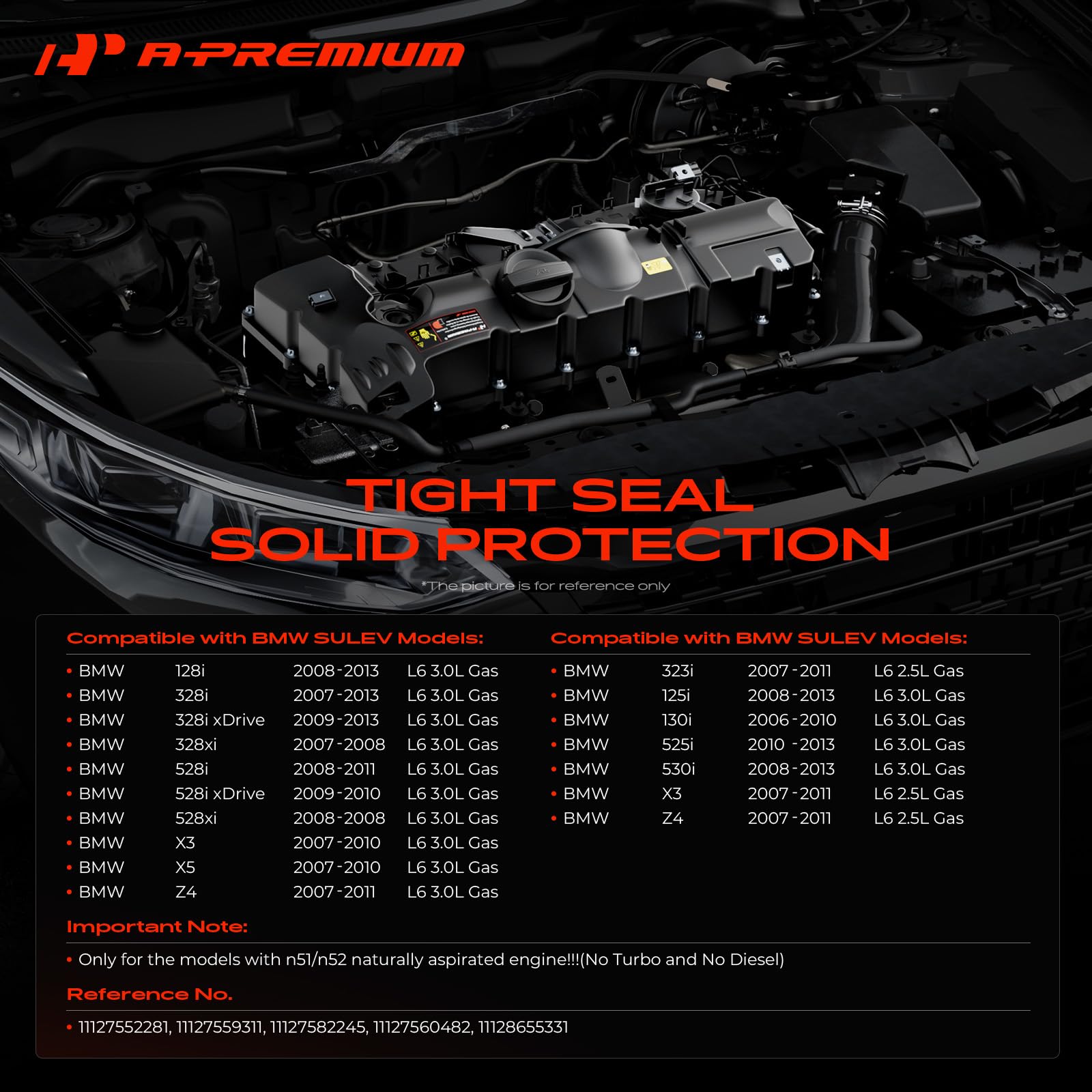 A-Premium valve cover label with part number for correct BMW replacement