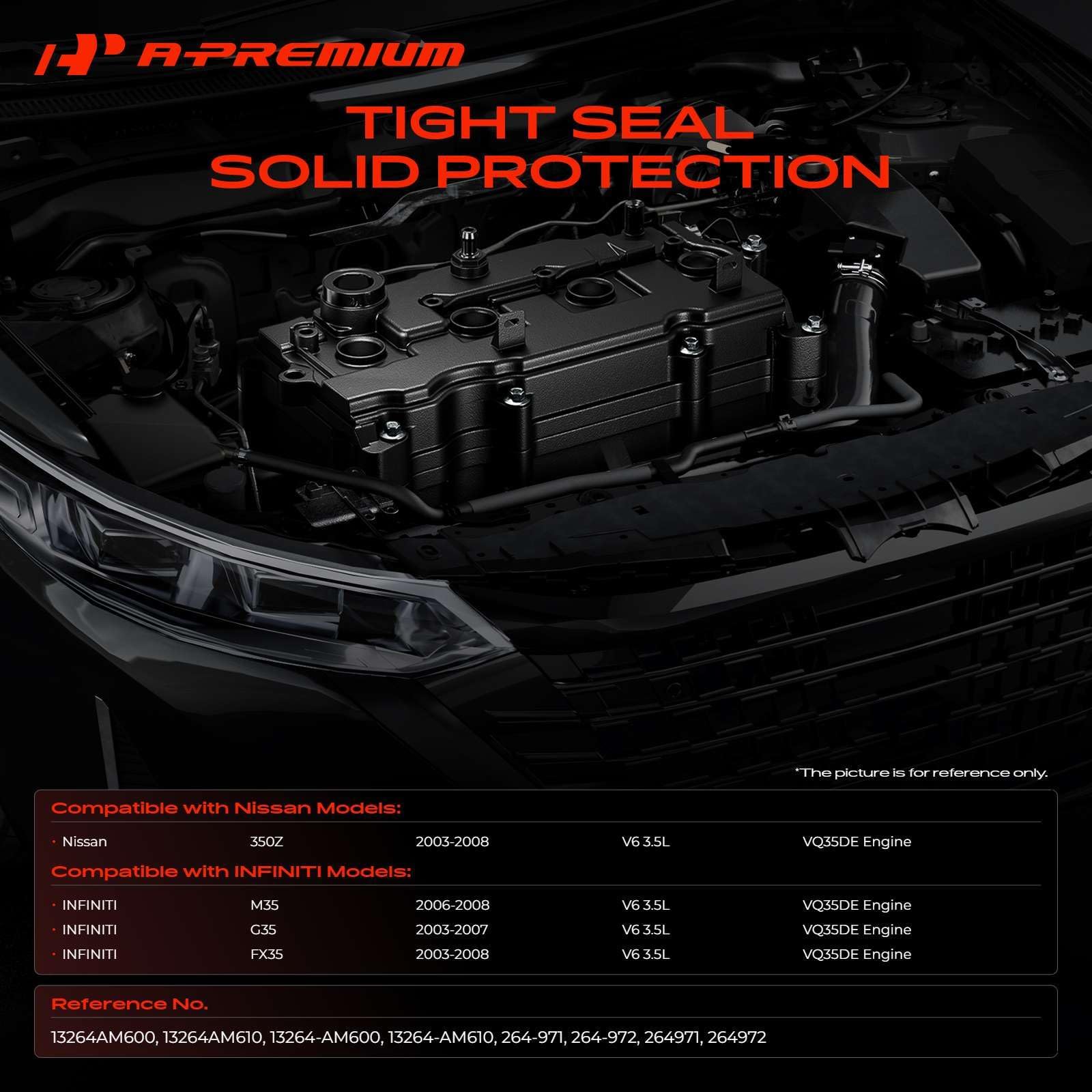 A-Premium valve covers reverse side detail highlighting mounting points and seal fit