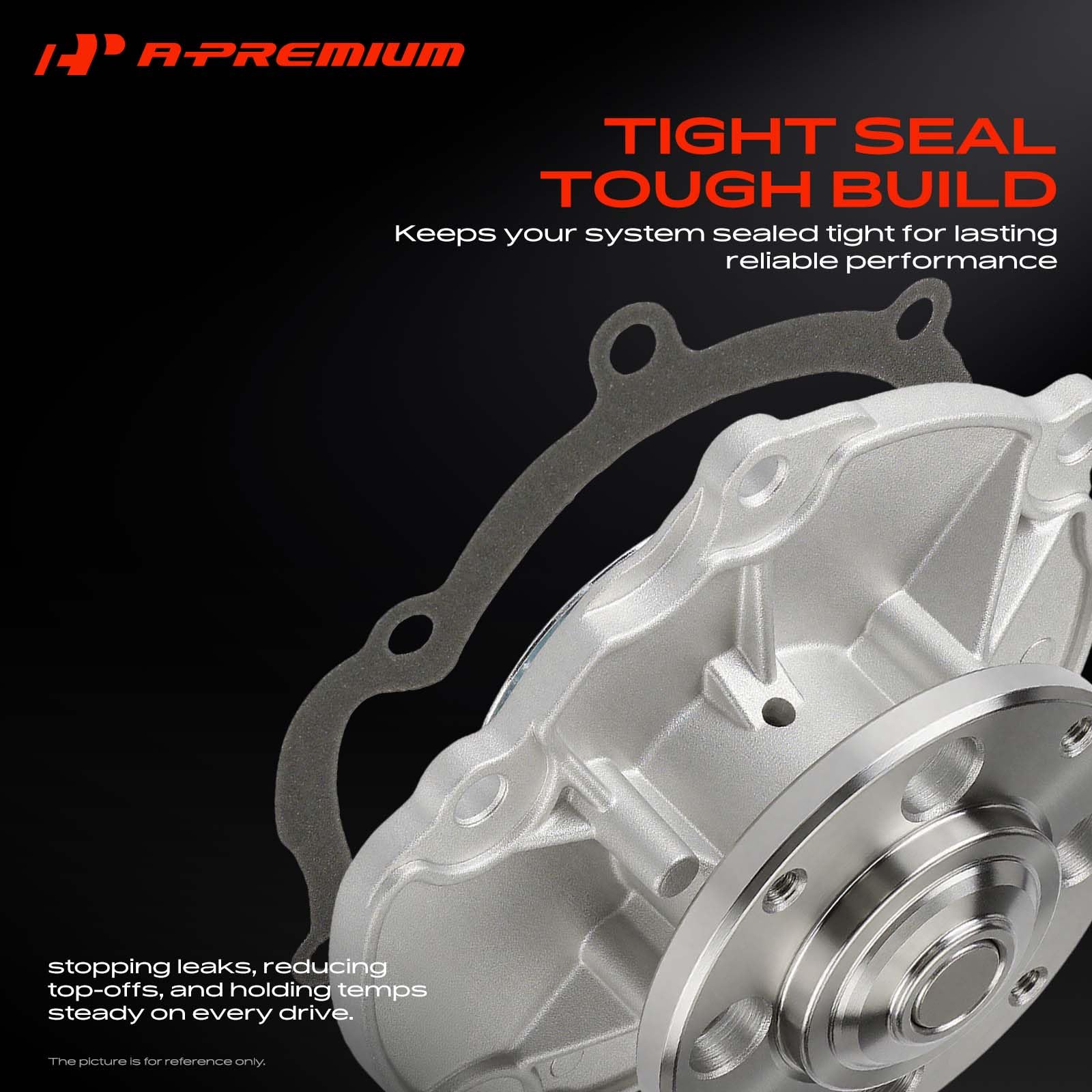 A-Premium water pump beside ruler showing hub diameter and scale verification