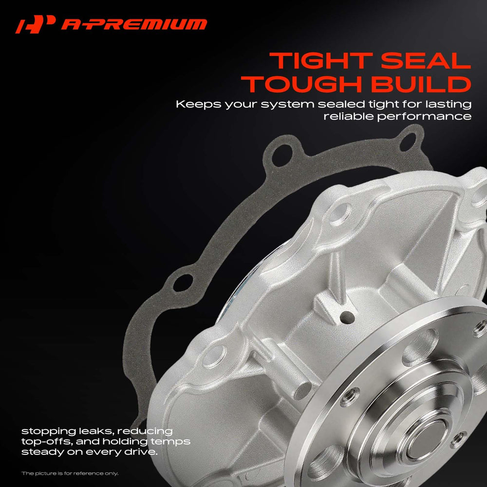 A-Premium water pump beside ruler showing hub diameter and scale verification