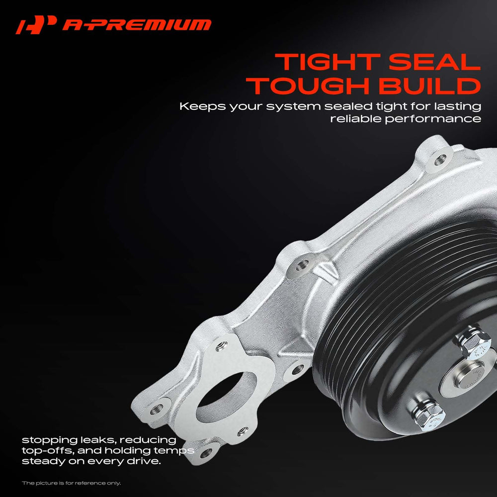 A-Premium water pump three-bolt pulley flange showing correct pulley fit benefit