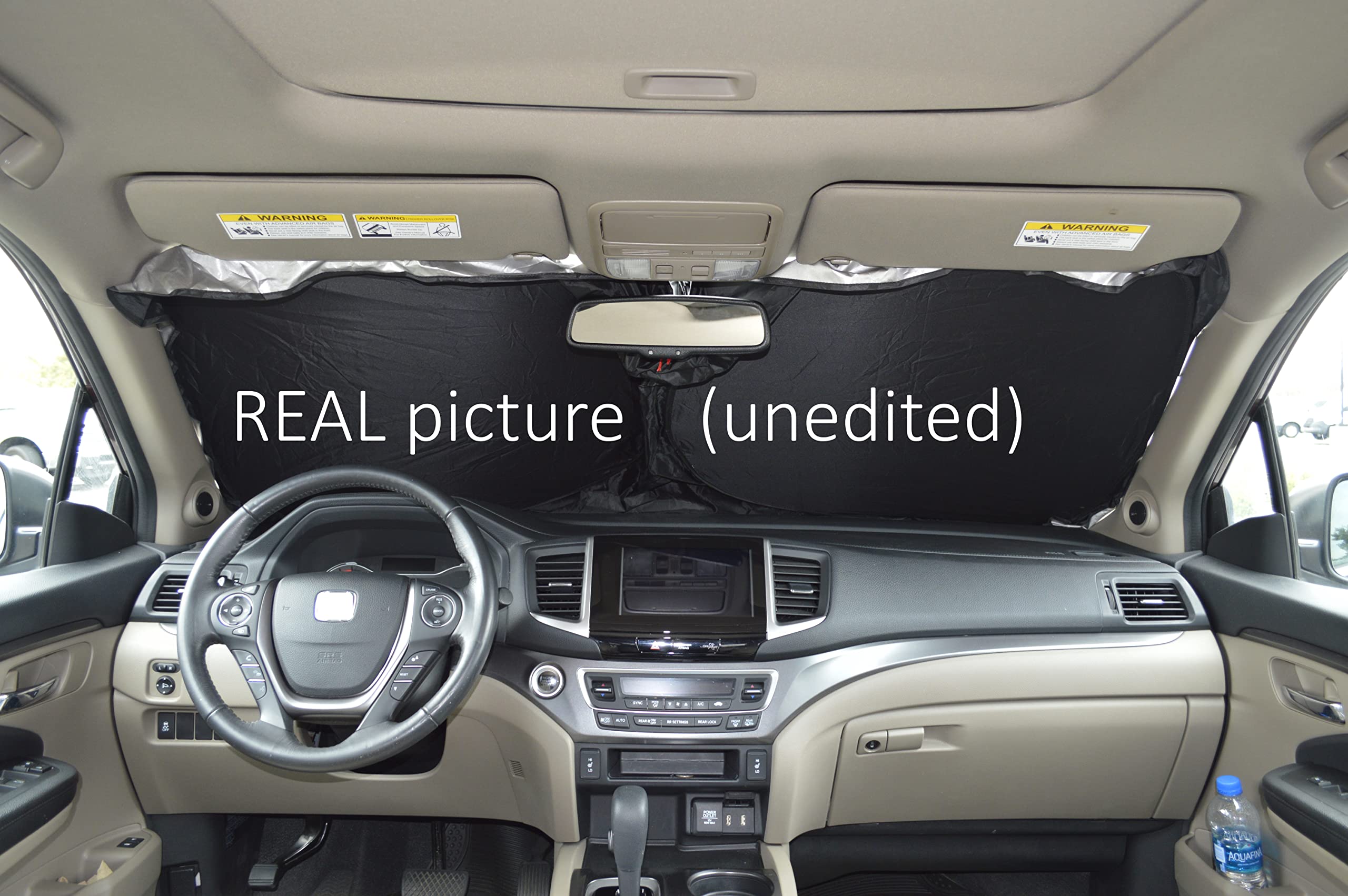 A1 Shades side-by-side size comparison in compact car and truck, illustrates versatile fit benefit