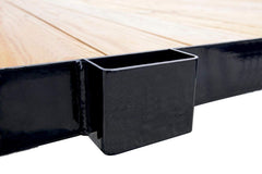 A.A close-up of weld flange showing thick 7 GA steel for strong welds